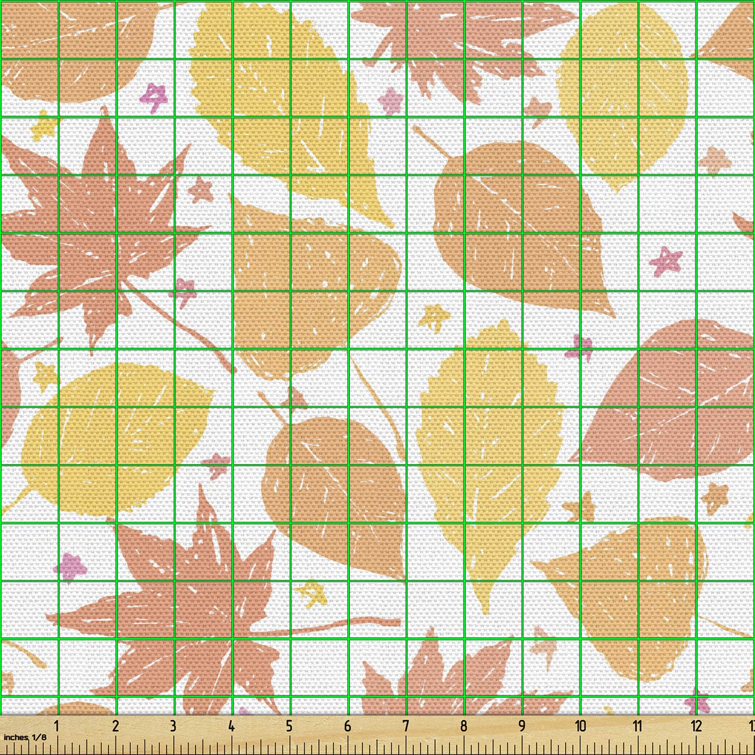 Ambesonne Autumn Leaves Fabric - 5 Yards, Coral Yellow for Upholstery & Home Decor