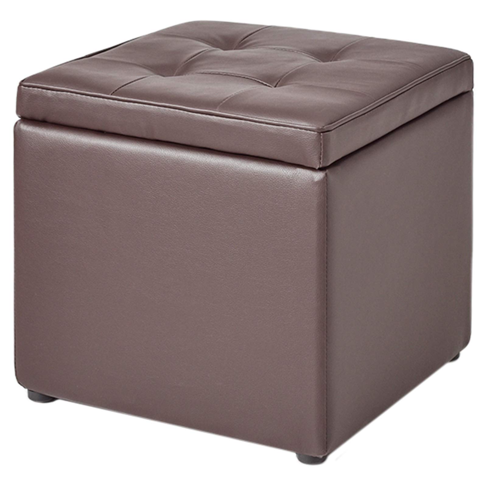 Waterproof PU Storage Ottoman Footstool - Foldable Cube Stool for Home & Office, Organize Books, Shoes, Clothes - Easy Clean Brown Toy Chest (30cm) - Perfect for Living Room, Bedroom & Small Spaces
