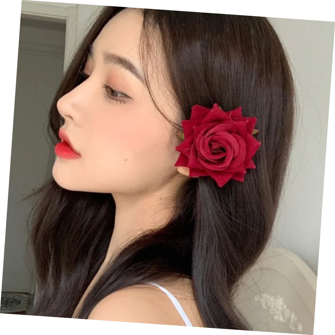 Beaupretty 6 Pcs Rose Hair Clips for Women - Floral Barrettes, Rose Hairpins, Simulated Fabric Flower Hair Clips, Wedding Bridal Accessories, Girls Tiaras & Bang Clips (Red) - Perfect for Weddings, Parties, Prom & Everyday Styling