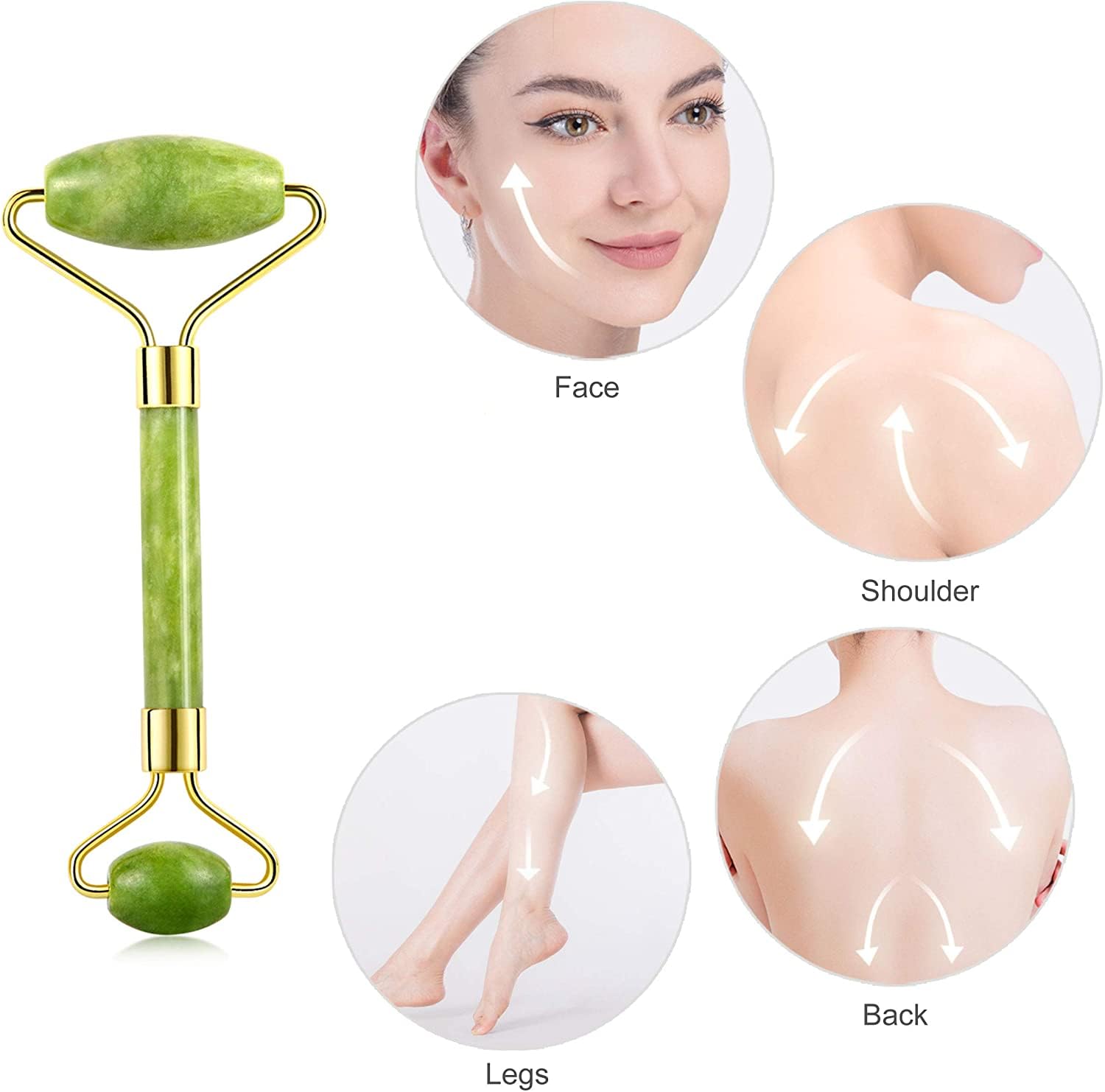 Rose Quartz Face Roller & Gua Sha Set - Anti-Aging Facial Massage Tool for Puffiness & Dark Circles, Natural Jade Roller for Women & Men - Perfect for Skincare Routine & Relaxation at Home or Travel (Green, 1 Pack)