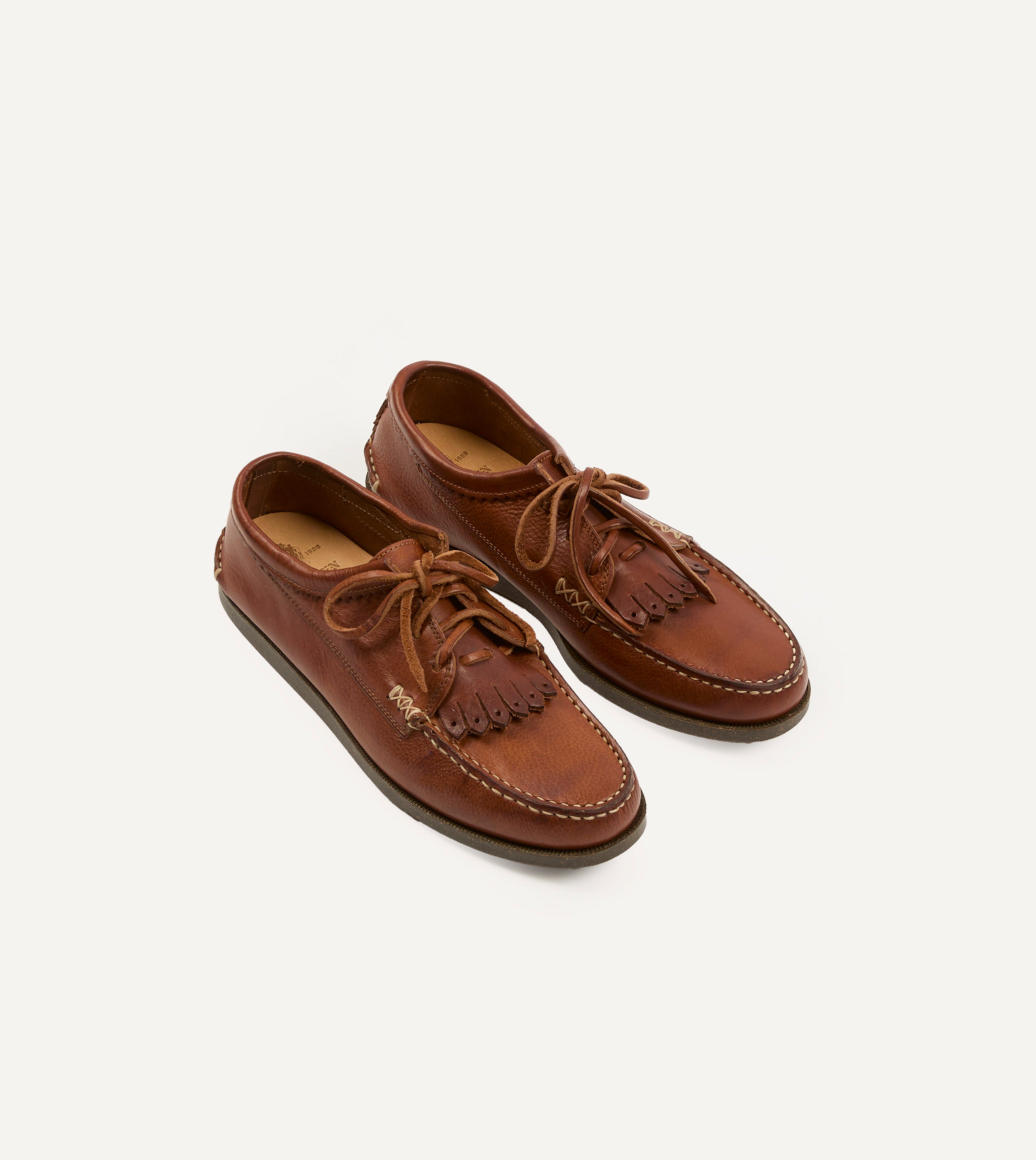 Yuketen Cognac Italian Leather Blucher Shoes with Camp Sole - Comfortable & Stylish for Outdoor Adventures & Casual Wear