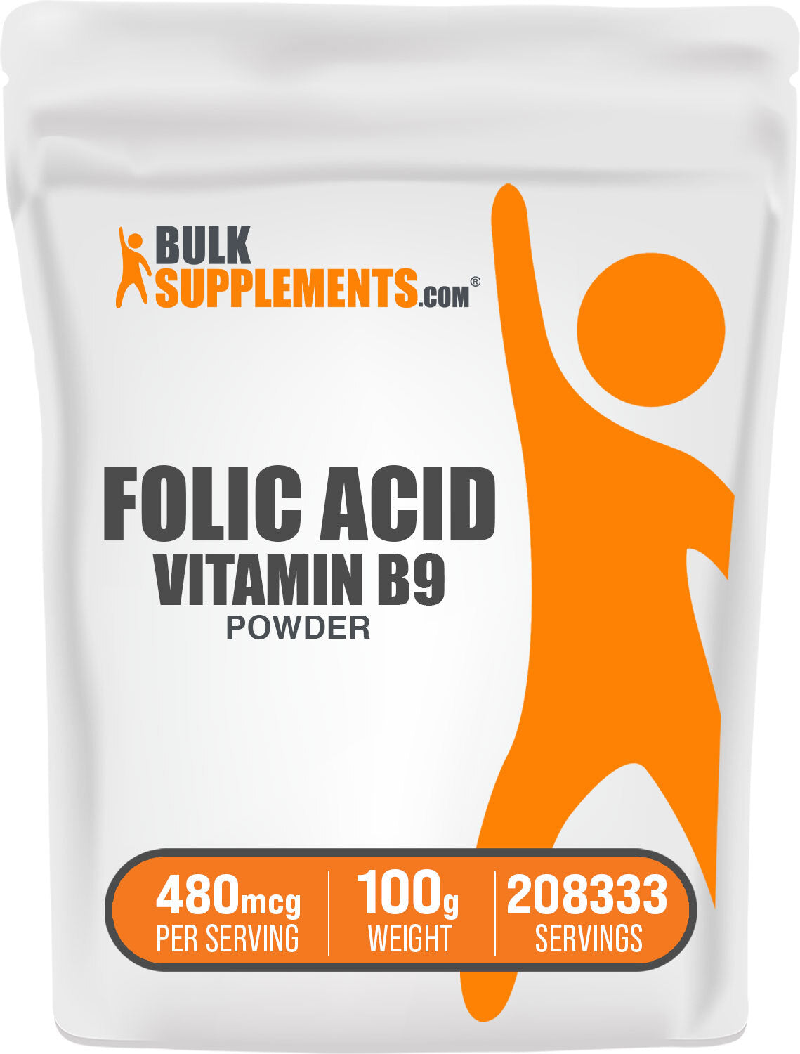 Pure Folic Acid (Vitamin B9) Powder Supplement - 400mcg for Pregnancy, Fertility & Heart Health - Vegan & Non-GMO Dietary Support for Women & Men