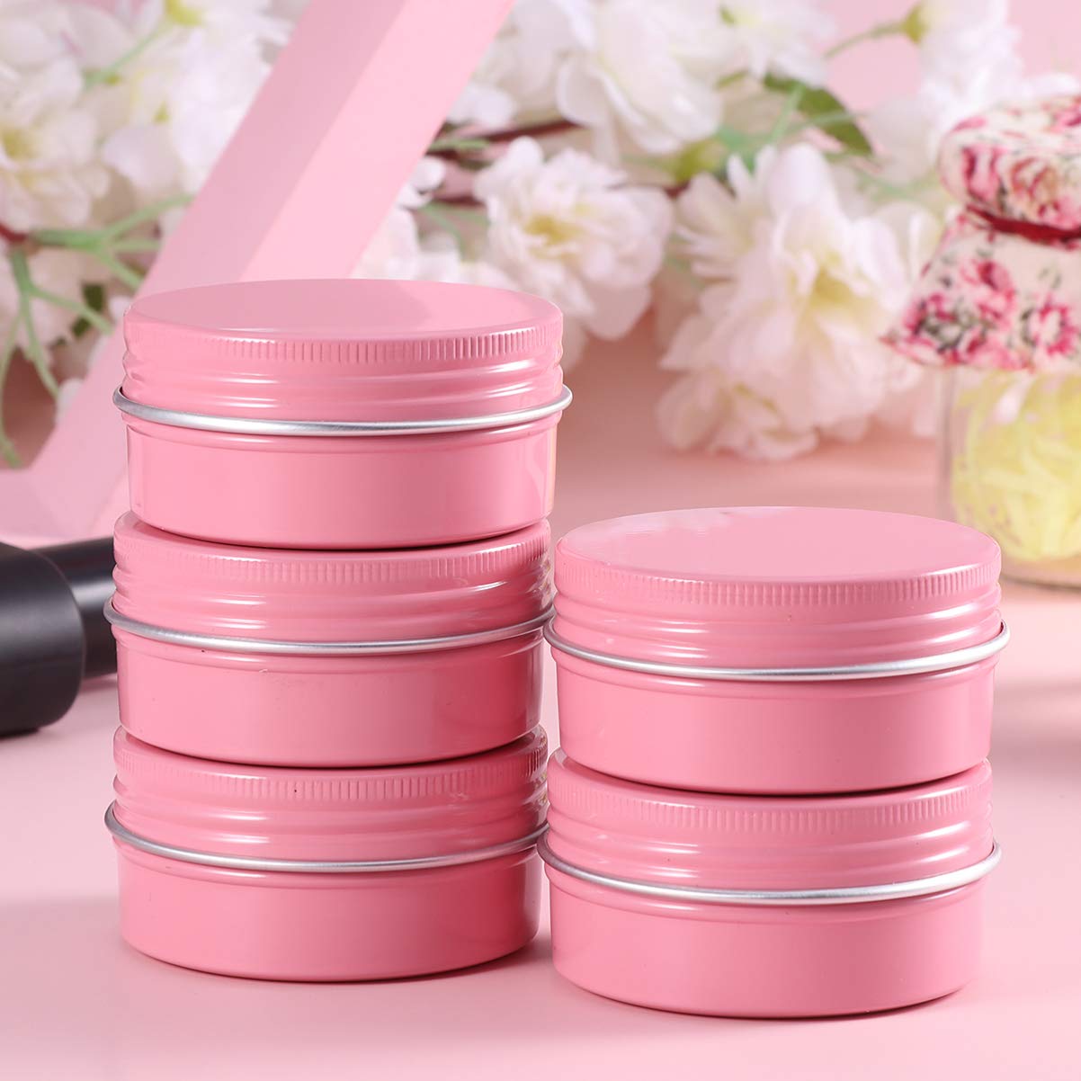Exceart 12-Piece Cosmetic Sample Jars Set - Travel-Friendly Round Tins with Lids for Creams, Balms & Diffuser Oils | Mini Pink Empty Containers for DIY, Skincare & Cookie Storage | Perfect for Home, Salon & On-the-Go Use