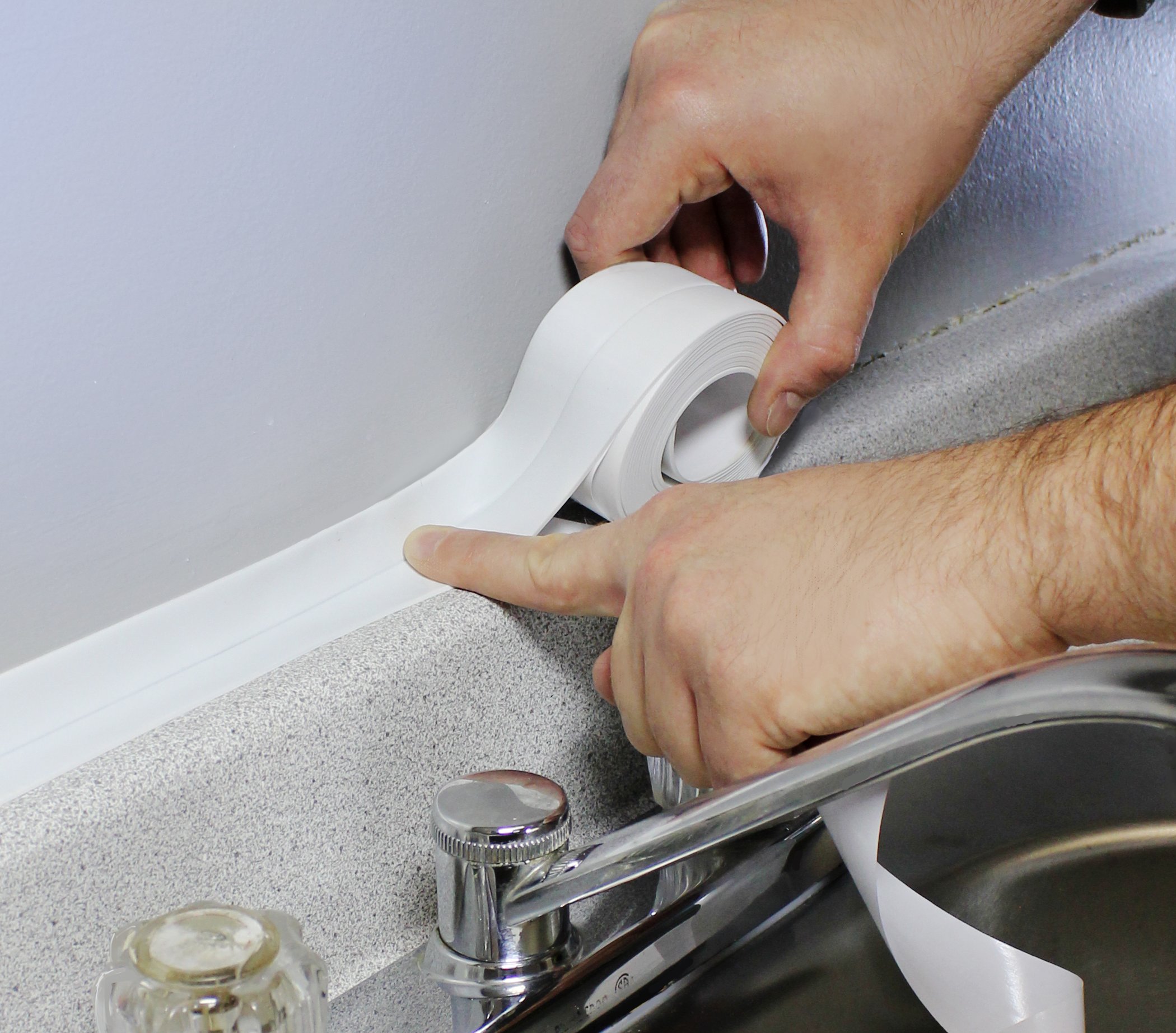 VViViD Peel & Stick Adhesive White Waterproof Caulking Sealant Tape Roll (1 Roll) - Self-Adhesive Weatherproofing Tape for Bathroom, Kitchen, Windows & Doors - Easy DIY Home Repair Solution