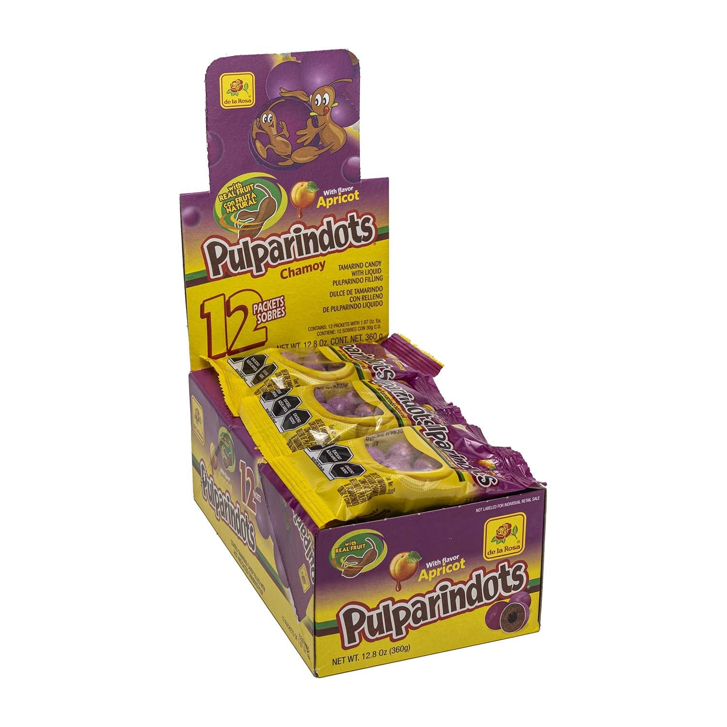 De La Rosa Pulparindo Dots Chamoy Candy - 12 Count Box | Mexican Tamarind & Chamoy Flavored Gummies - Perfect for Parties, Snacking & Mexican Candy Lovers