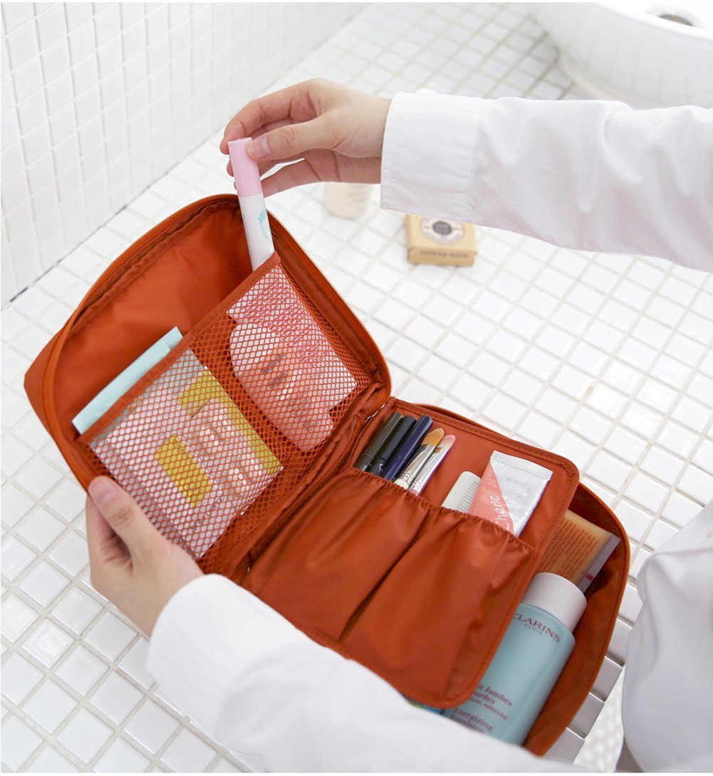 Waterproof Toiletry Bag for Travel - Cosmetic Makeup Organizer Pouch with Luggage Strap, Train Case for Bathroom Storage & On-the-Go Essentials | Perfect for Airplane Carry-on, Gym, Camping Trips
