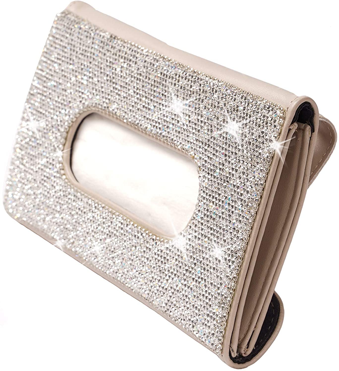 Sparkling Rhinestone Car Sun Visor Tissue Box Holder - Glitter Mask Dispenser & Crystal Car Interior Accessory - Perfect Gift for Women & Girls (Use in Car, Office, Home Decor)