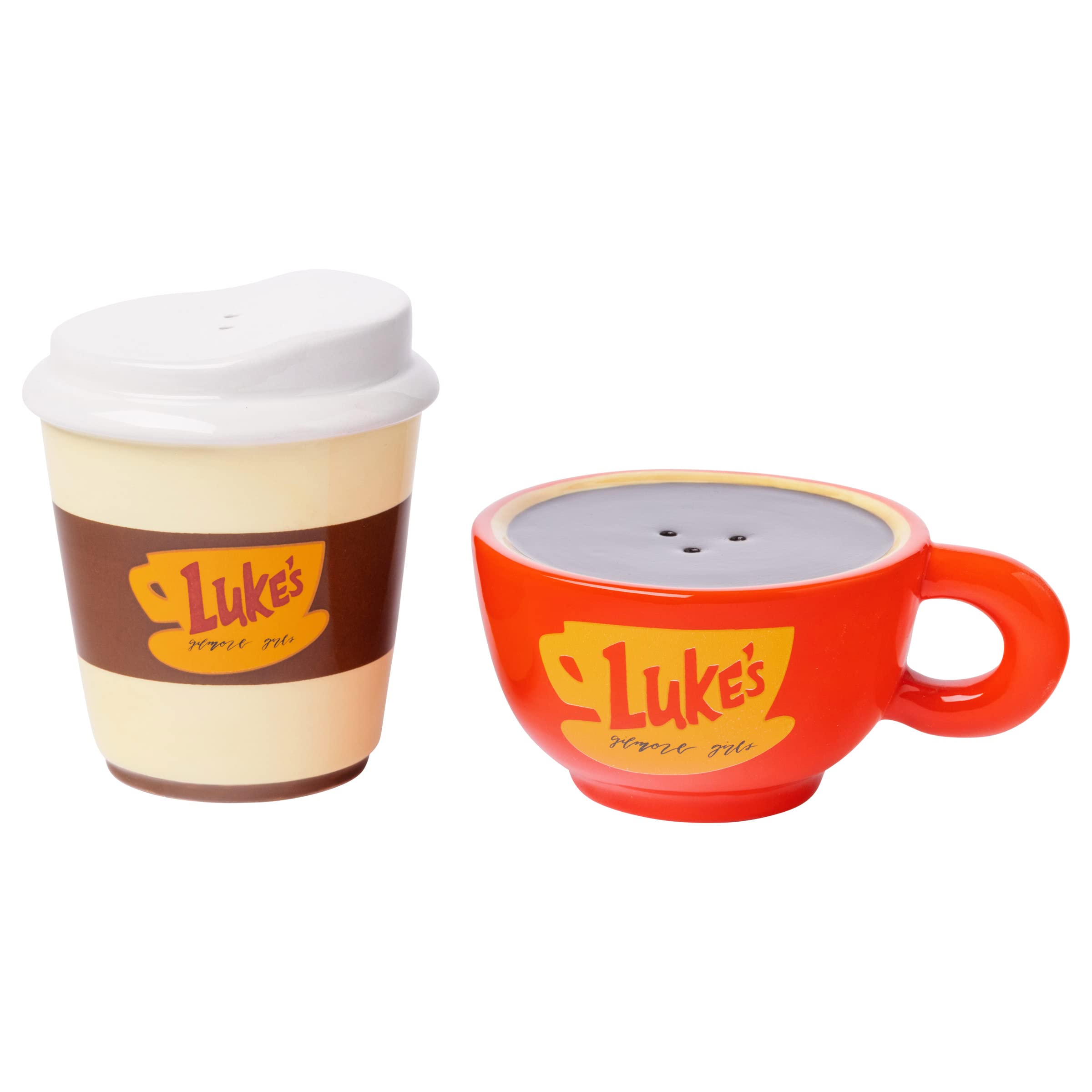 Gilmore Girls Inspired Ceramic Latte Mug & Salt and Pepper Shaker Set - Perfect for Coffee Lovers and TV Show Fans, Great for Kitchen Decor and Gift Giving