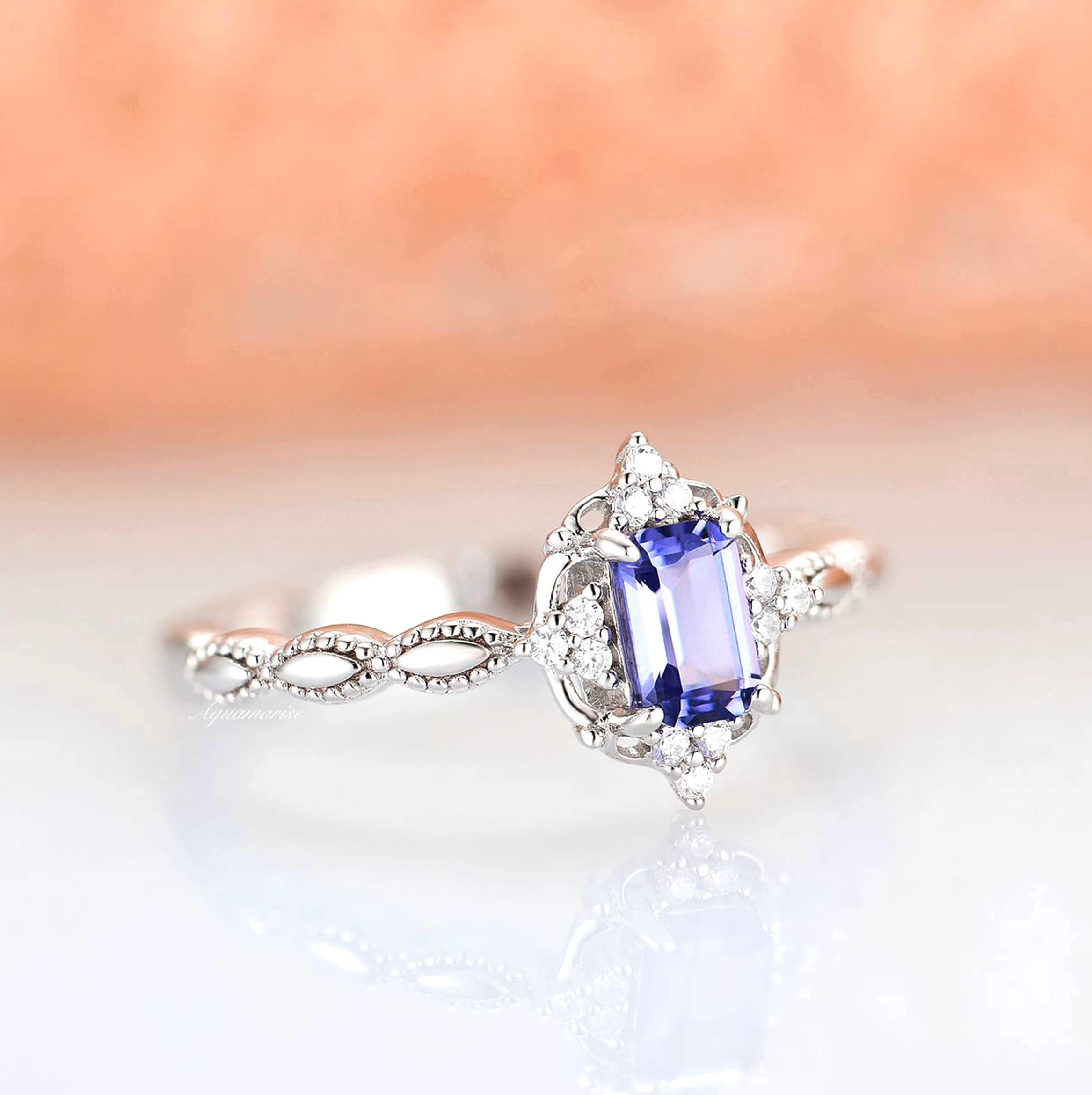 Claire Tanzanite Ring Sterling Silver - Elegant Blue Gemstone Jewelry for Women, Perfect for Engagement, Wedding & Special Occasions