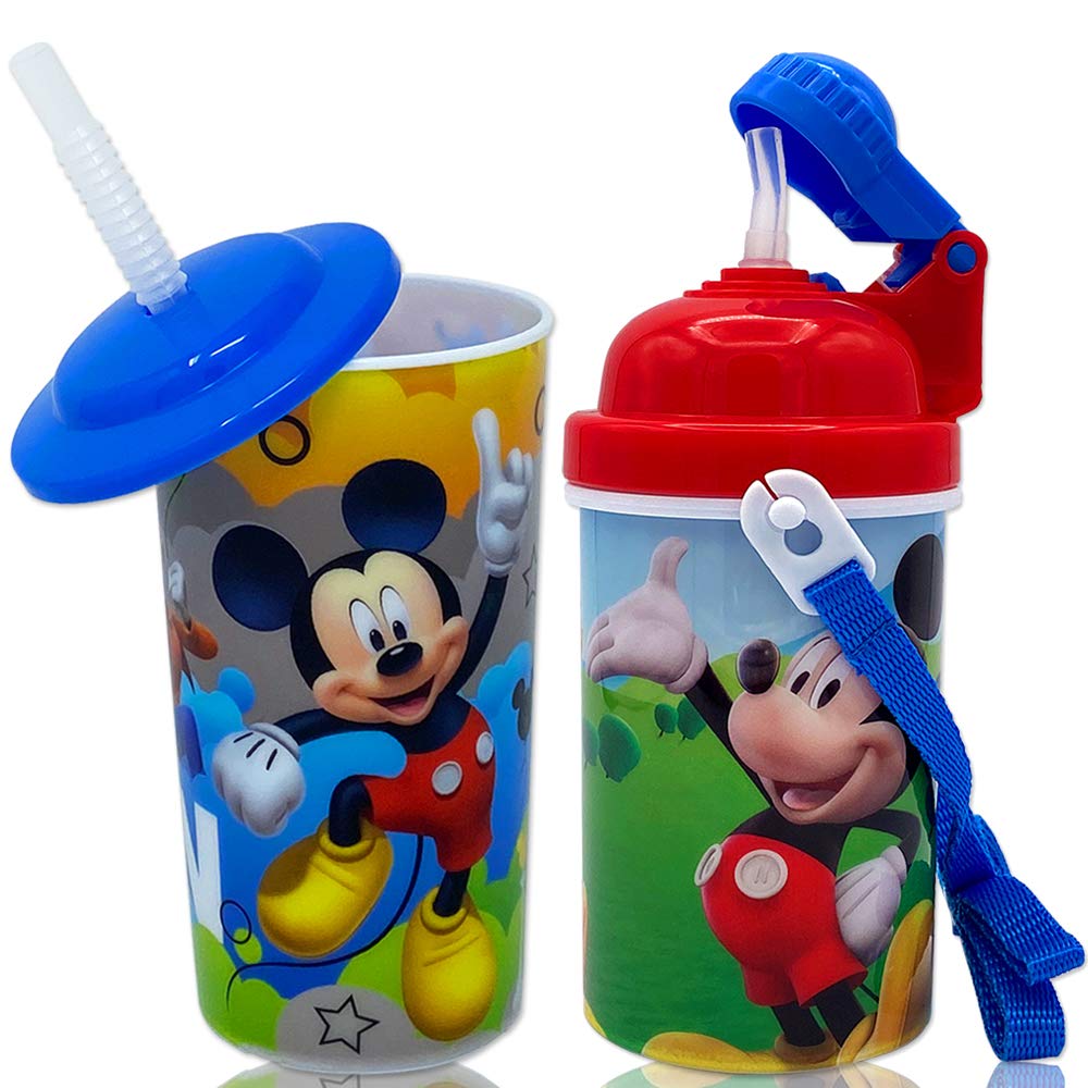 Disney Character Kids Tumbler Set - 4 Pack Insulated Stainless Steel Cups with Lids & Straws by Zak Designs - Perfect for School Lunch, Birthday Parties & Family Outings