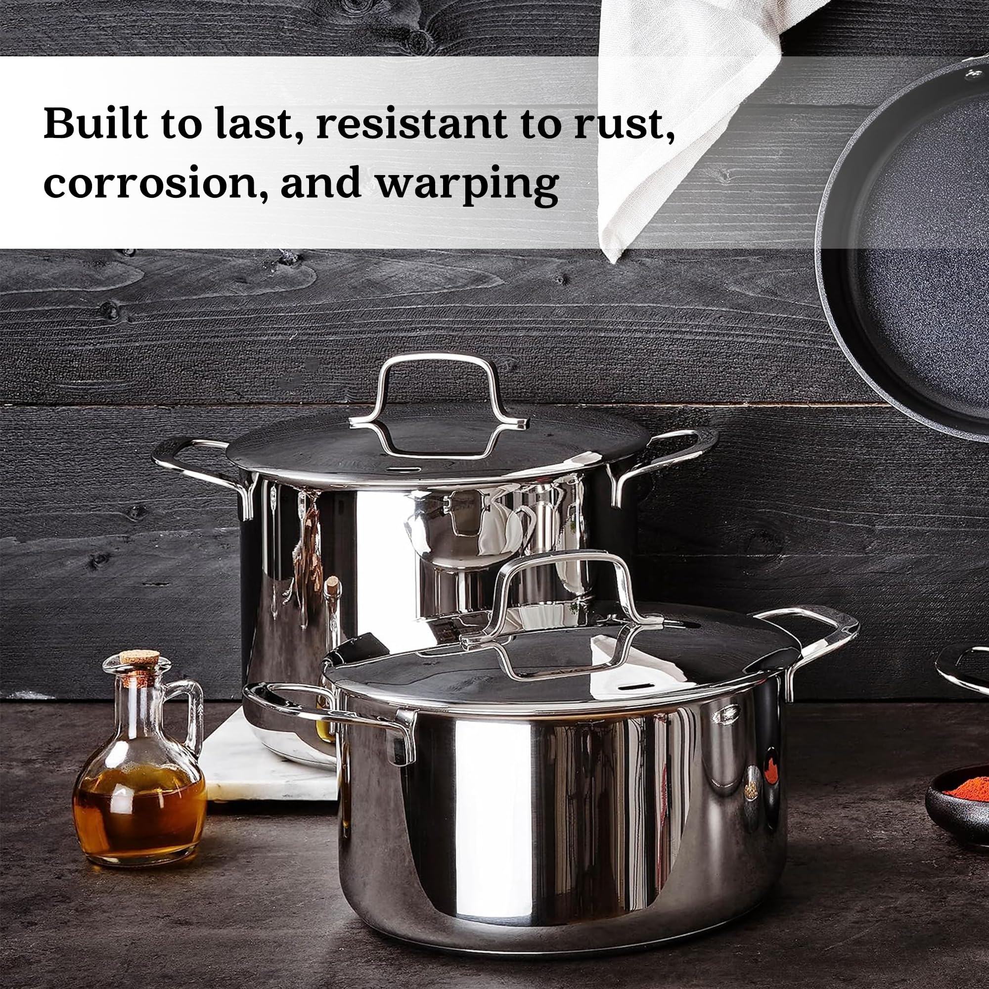 Alva Maestro 8 Qt Stainless Steel Stock Pot with Lid - 18/10 Professional Grade Non-Toxic Cooking Pot - PFAS/PFOA/PTFE Free - Induction & All Stovetop Compatible - Oven Safe - Perfect for Soups, Stews, Pasta & Large Family Meals