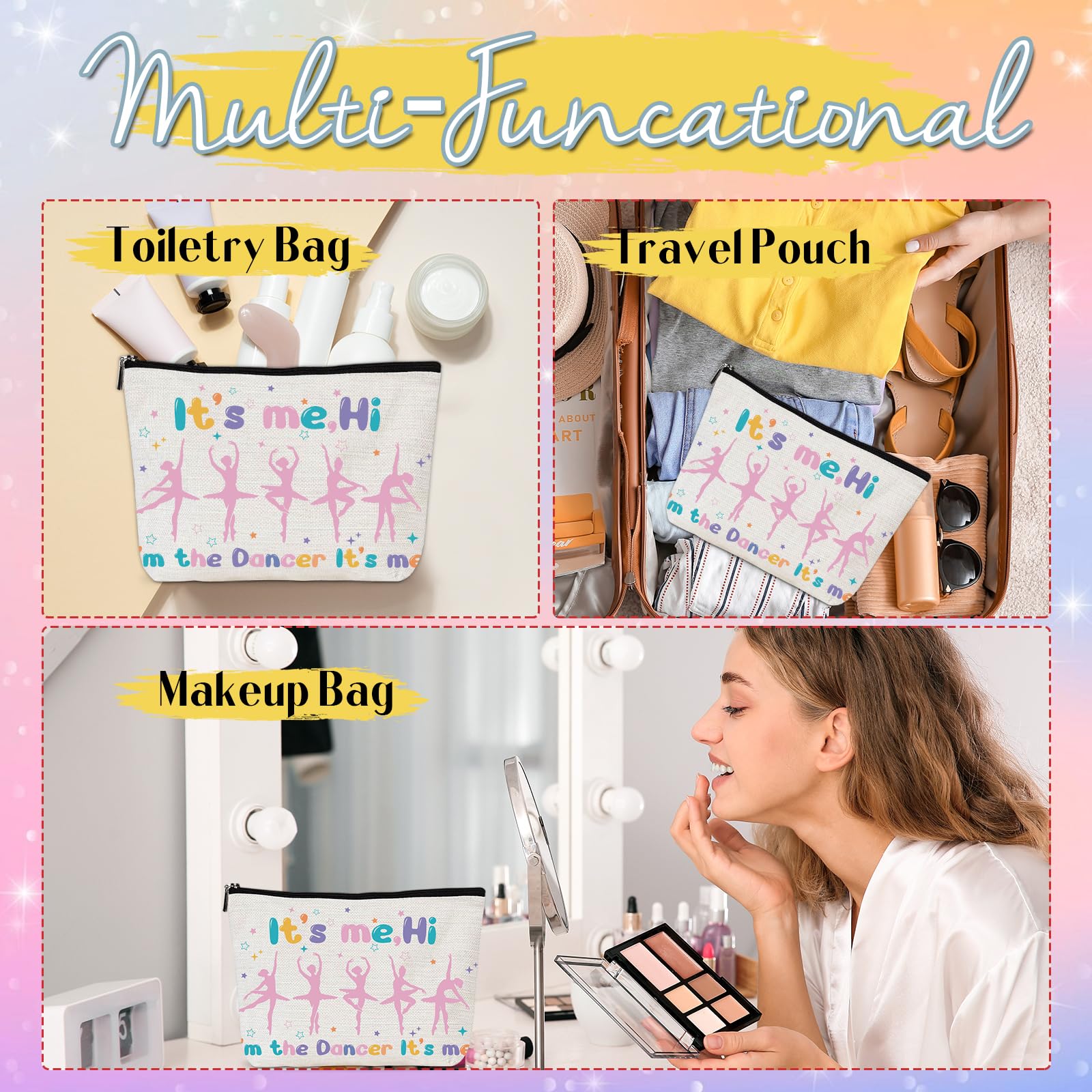 Elegant Ballet Dancer Makeup Bag - Ballerina Cosmetic Travel Pouch with Zipper | Perfect Dance Teacher Gift & Toiletry Organizer for Dance Lovers | Ideal for Ballet Classes, Dance Recitals & Travel Essentials