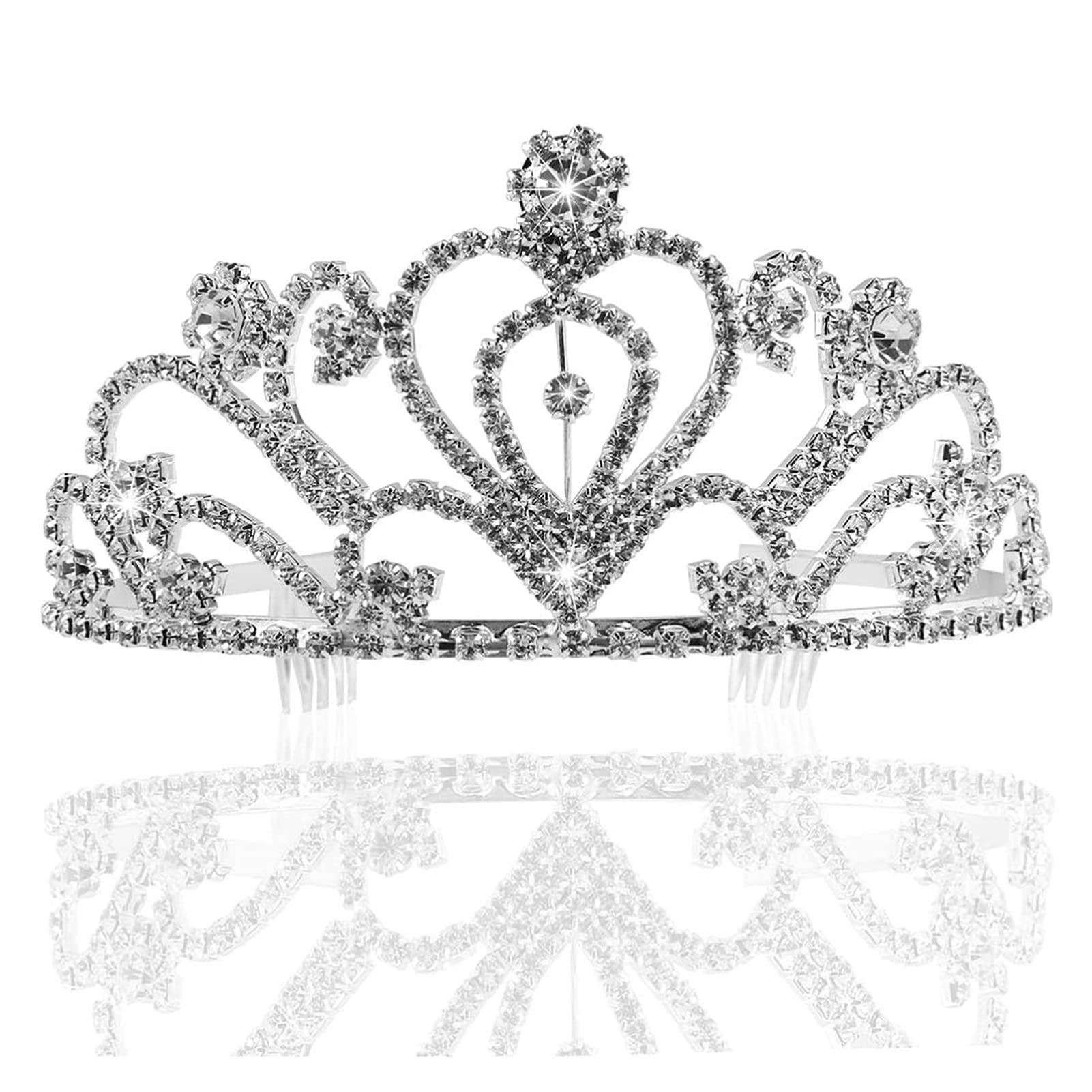 Silver Crystal Tiara Crown Headband for Women & Girls - Elegant Bridal Wedding Prom Birthday Party Hair Accessories | Perfect for Princess-Themed Events, Pageants, and Special Occasions
