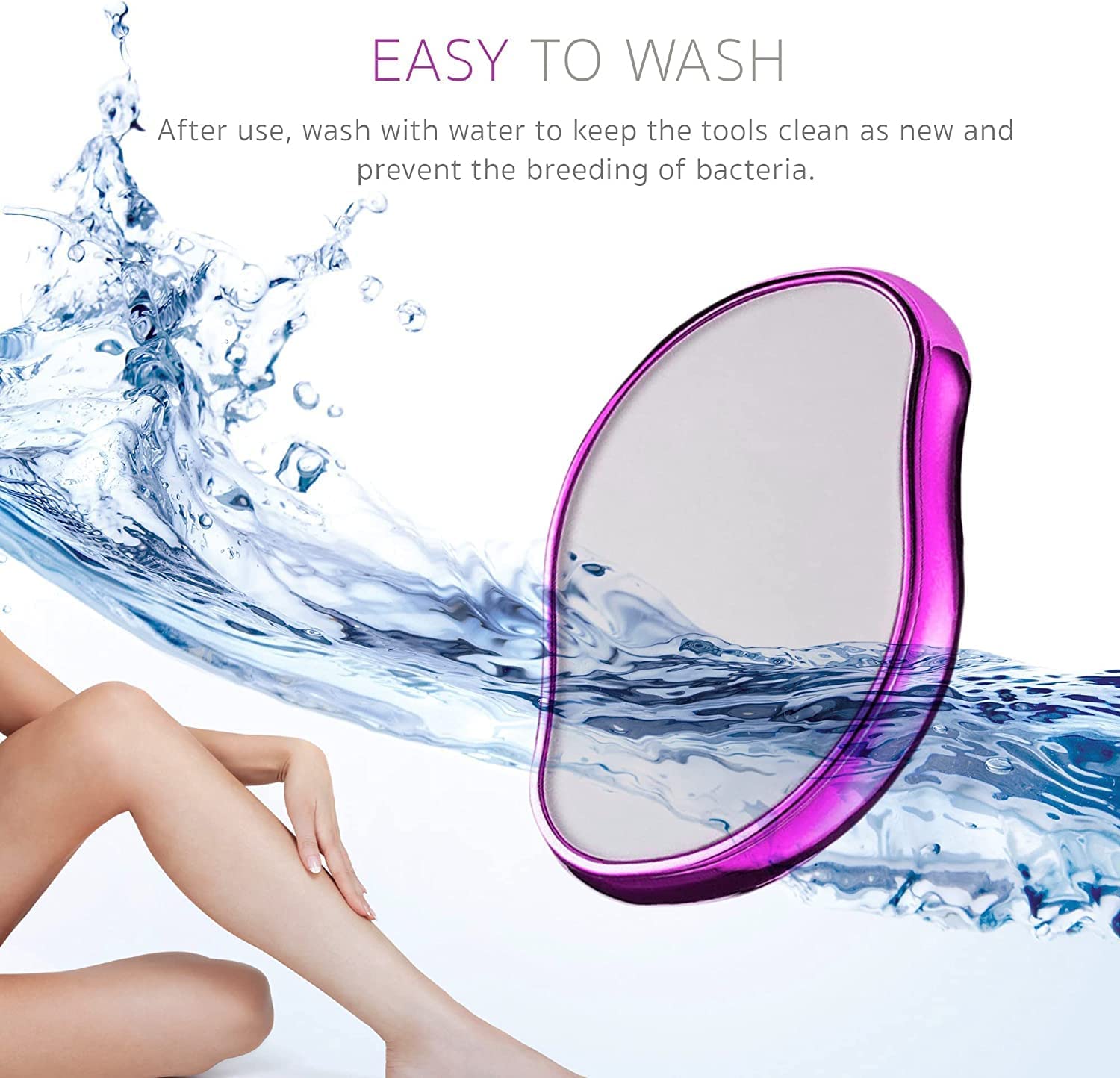 Reusable Bleame Crystal Hair Eraser for Women - Purple Hair Removal Stone & Shaving Tool | Smooth Skin at Home, Travel & Salon Use