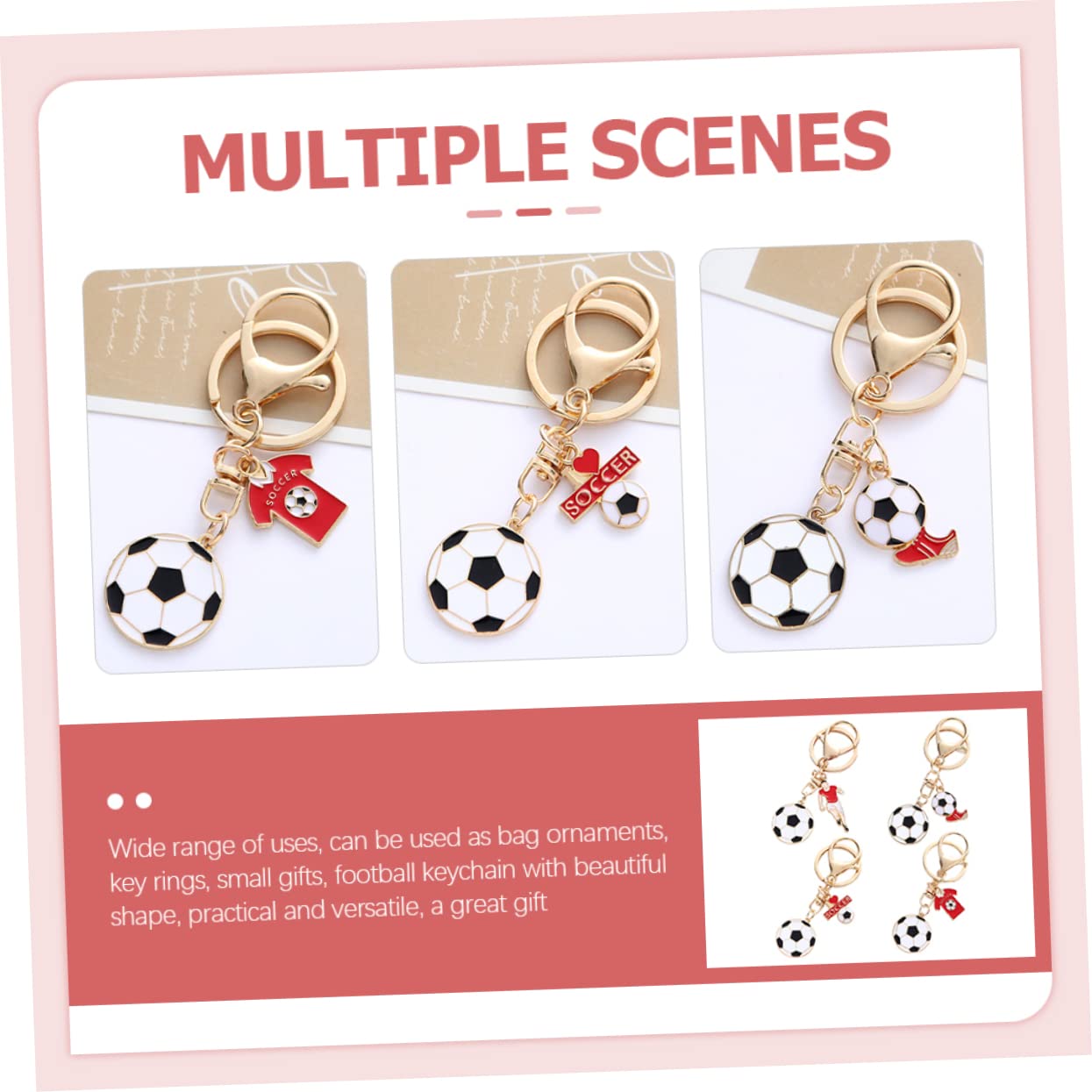 Yardwe 16 Pcs Football Keychain Set - Zinc Alloy Sports Key Rings for Men & Women - Perfect for Football Fans, Gifts, and Team Spirit Accessories - Use for Keys, Bags, Backpacks, and Sports Gear
