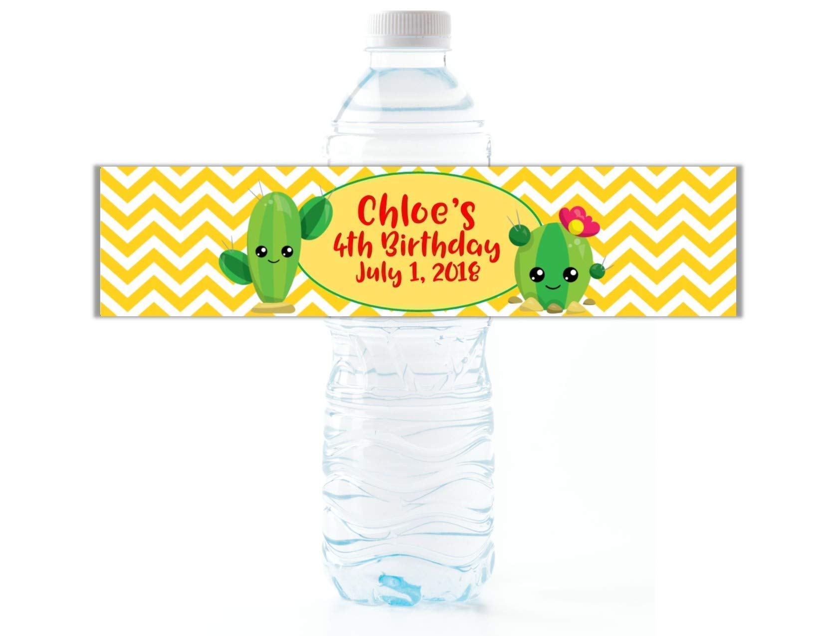 Personalized Cactus Water Bottle Labels - Pack of 25 Waterproof Peel & Stick Wrappers for Birthday Party Favors, Baby Showers & Outdoor Events