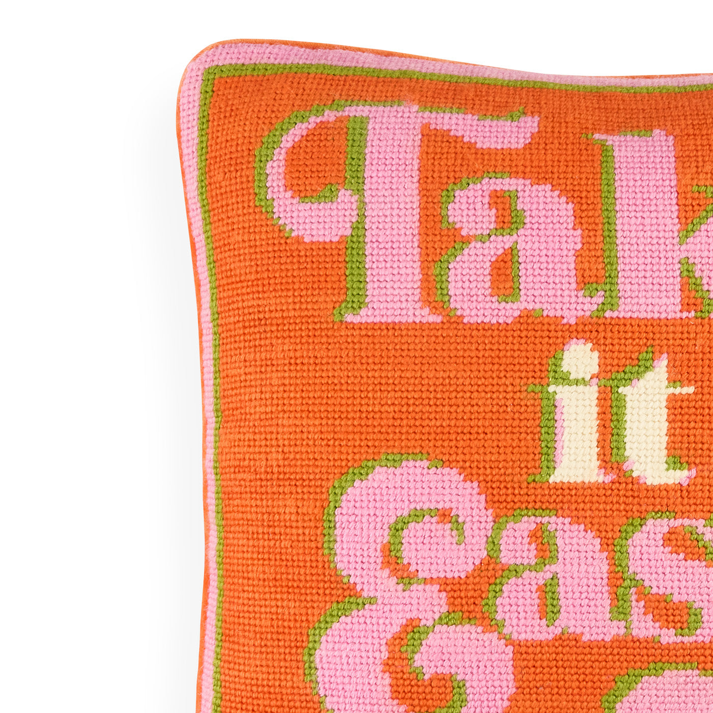 Take It Easy Needlepoint Pillow - Handmade Decorative Throw Pillow for Sofa, Bed & Home Decor - Perfect for Living Room, Bedroom & Cozy Relaxation