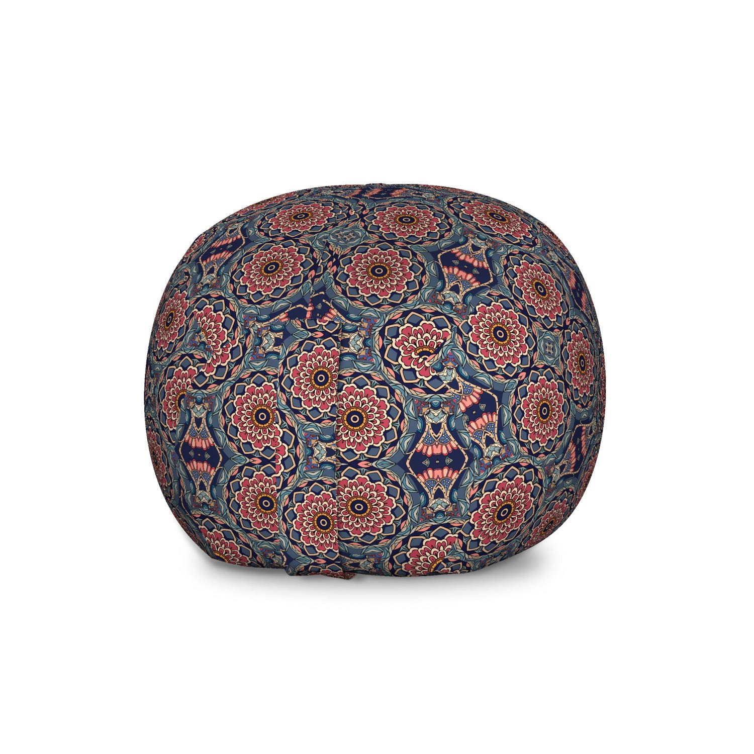 Ambesonne Large Washable Toy Storage Bag Chair - Eastern Lotus Flower Yoga Theme, Multicolor Stuffed Animal Organizer for Kids' Room, Playroom & Nursery Decor