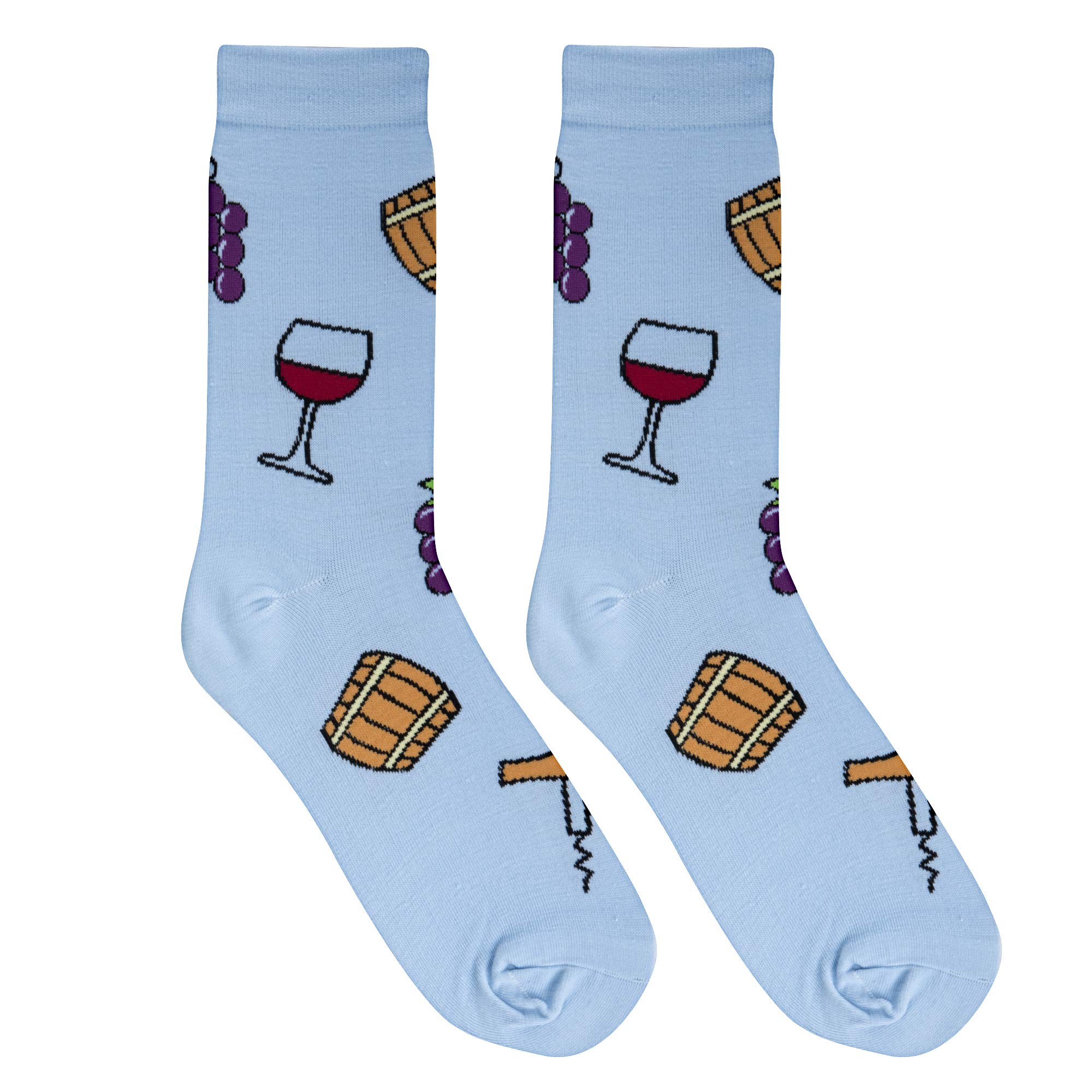 Funny Women's Crazy Socks - Coffee & Wine Themed Crew Socks with Colorful Prints | Perfect Gift for Coffee Lovers & Wine Enthusiasts | Great for Office, Parties & Relaxing at Home