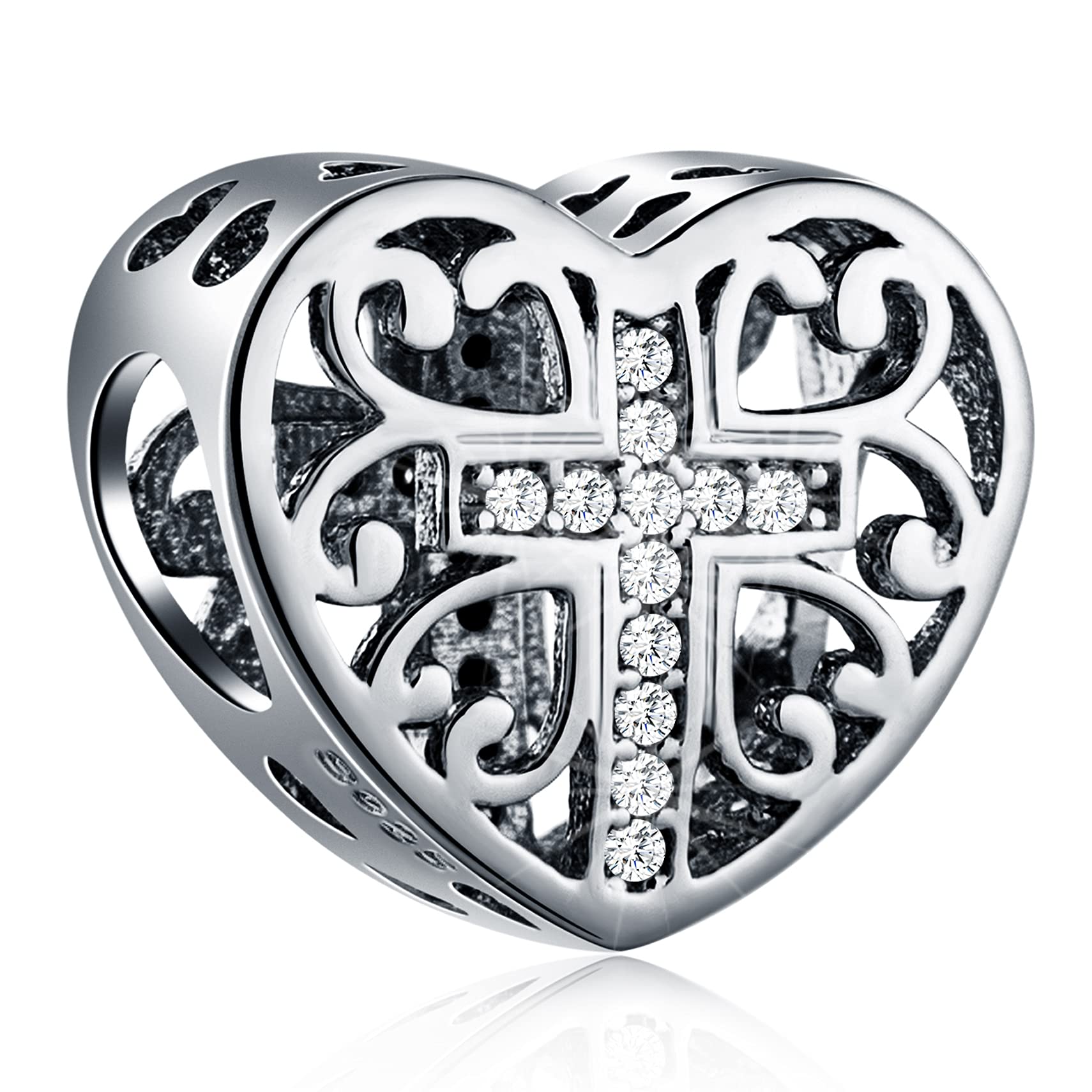 925 Sterling Silver Christian Charms & Religious Jewelry - Sparkling Cross, Yin Yang Balance, Faith Beads, Bible Pendant - Perfect Gift for Christmas, Mother's Day - Fits European Bracelets & Necklaces - Ideal for Church Events, Daily Wear & Spiritual Gifting