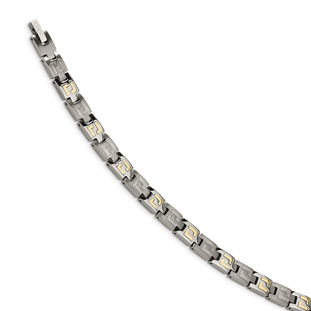 Roy Rose Jewelry Titanium Bracelet with 14k Gold Inlay - 8.5 Inch Adjustable Unisex Cuff Bracelet for Men & Women - Perfect for Gifts, Weddings, and Everyday Wear