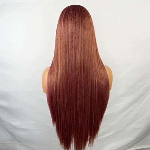 Natural-Looking Synthetic Lace Front Wig with Blonde Highlights - Perfect for Cosplay, Daily Wear & Special Occasions
