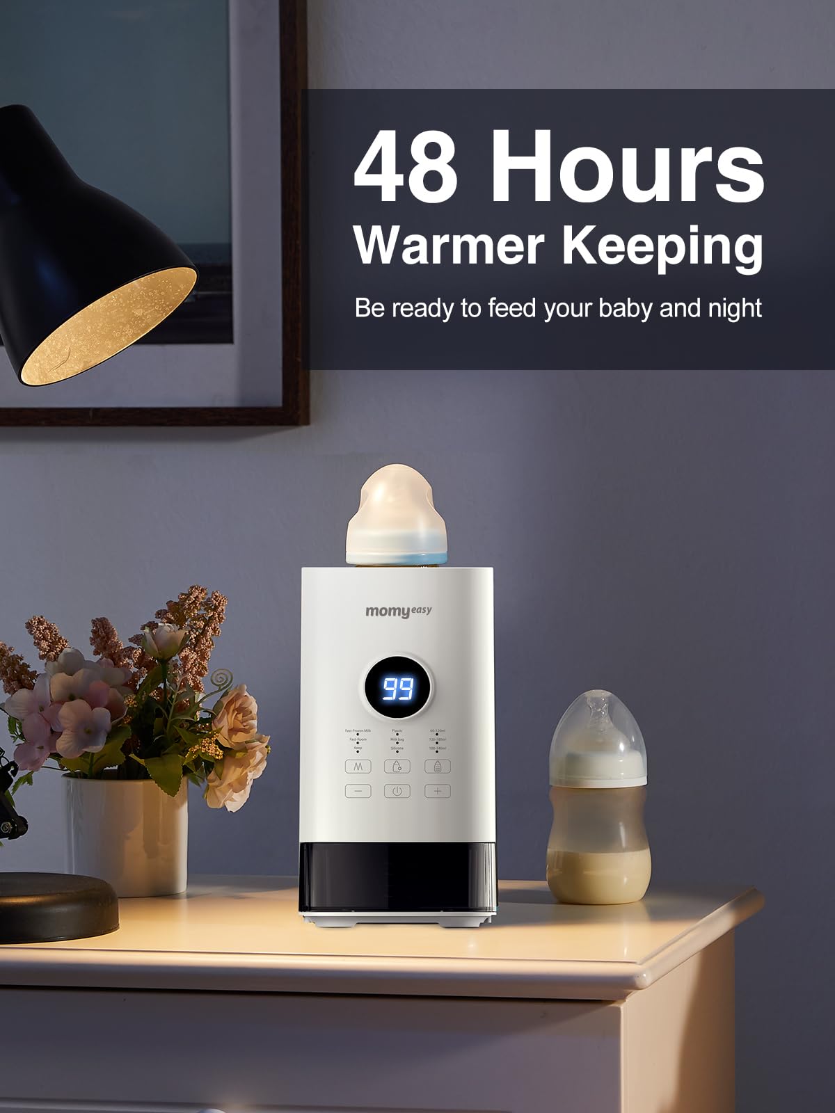 MOMYEASY Fast Baby Bottle Warmer - Universal Milk Warmer for All Bottles with Digital Timer, Temperature Control & Auto Shutoff - Perfect for Breastmilk & Formula - Ideal for Home, Travel & Nursery Use