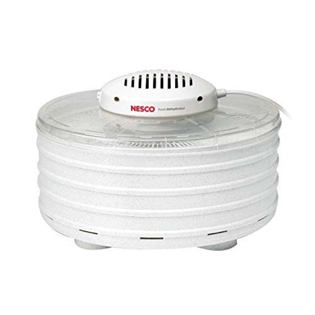 NESCO FD-37 Food Dehydrator - 4 Stainless Steel Trays for Drying Fruits, Vegetables, Beef Jerky & Healthy Snacks | White/Clear Design | Perfect for Home Kitchen, Camping & Meal Prep