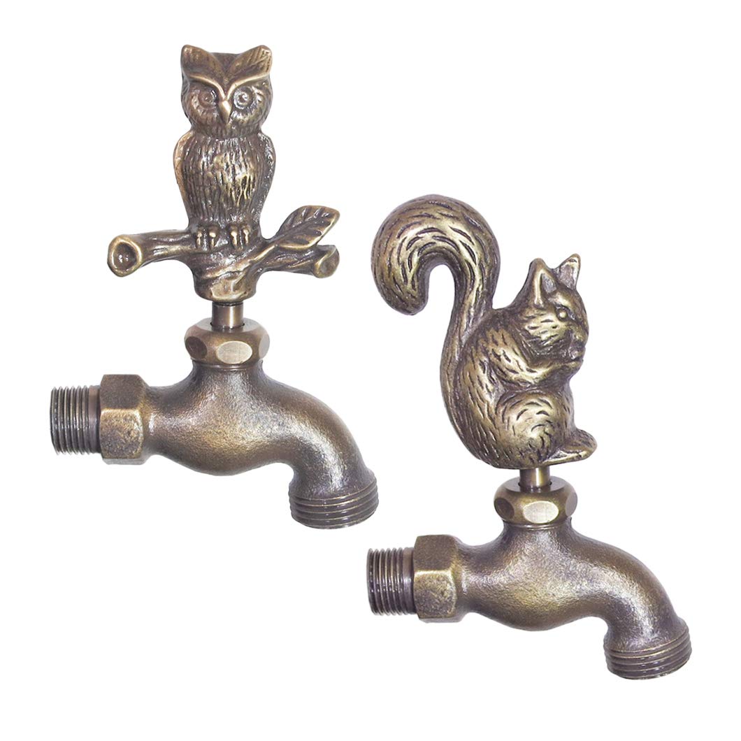 Vintage Brass Garden Outdoor Faucet Set of 2 - 4