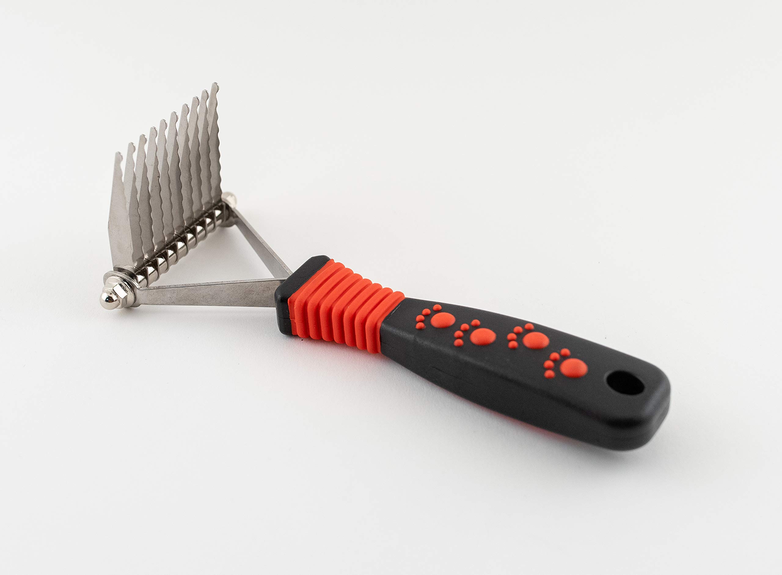 Professional Grade 10-Blade Dog Dematting Tool - Stainless Steel Grooming Comb with Comfort Grip | Gentle on Skin | Perfect for Matted Fur Removal & Daily Pet Grooming at Home or Salon