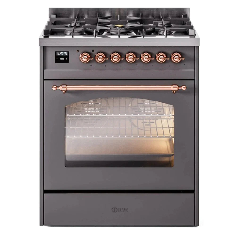 ILVE 30 Nostalgie II Series Freestanding Dual Fuel Range with 5 Sealed Burners - Professional Gas Stove & Electric Oven for Home Kitchen - Perfect for Baking, Roasting, and Family Cooking (Model UP30NMP)