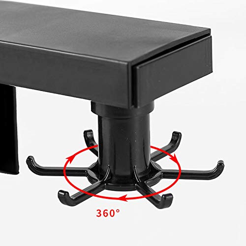 2-Pack Adjustable Rotating Wall Hooks - Heavy Duty Under Shelf Kitchen Organizer for Utensils, Spoons & Cookware - Space Saving Cabinet Storage Rack (Black) - Perfect for Small Kitchens, Pantries & Bathroom Organization