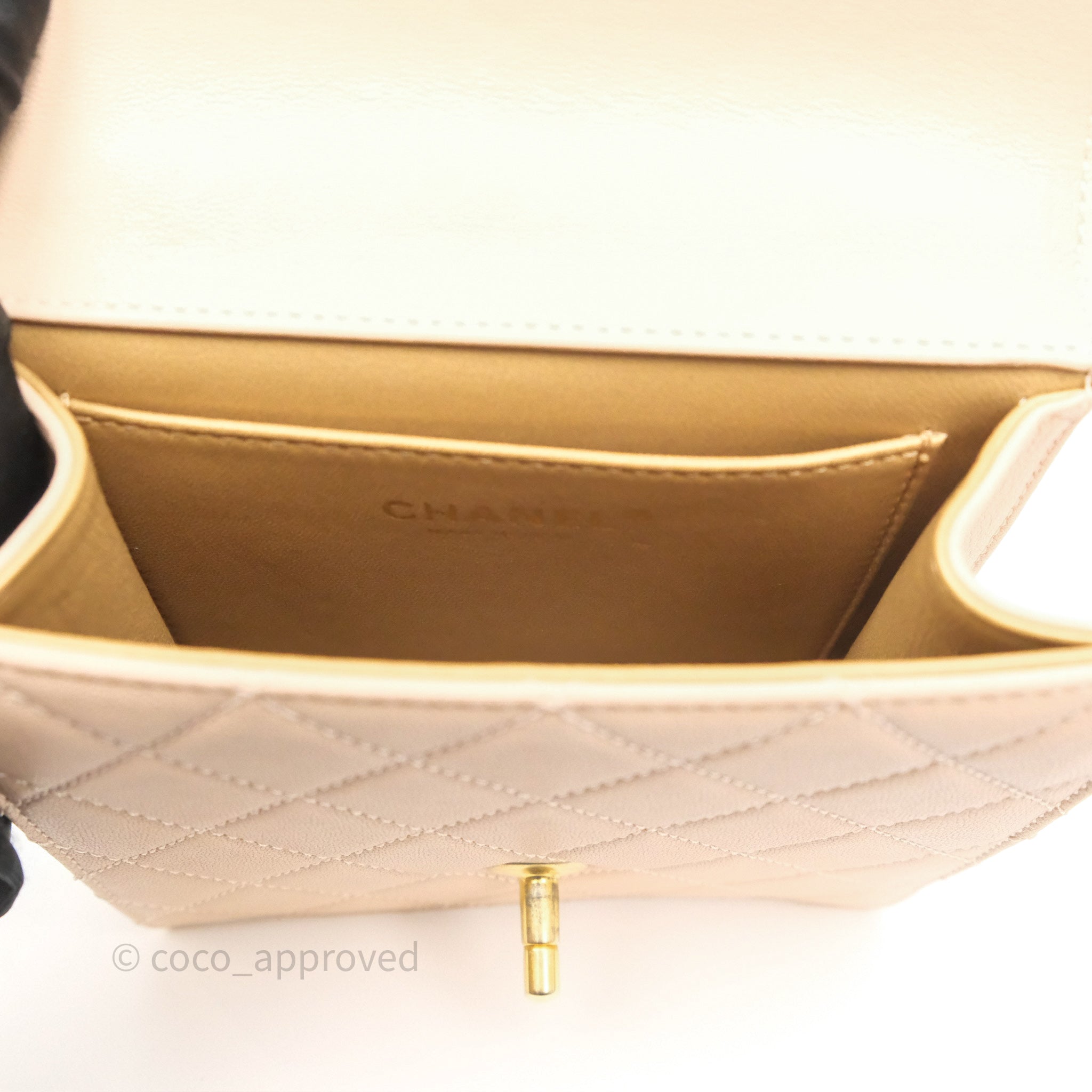 Chanel Classic Flap Bag Quilted Beige Pink Goatskin Leather with Pearl & Aged Gold Hardware - Luxury Crossbody Purse for Women, Perfect for Date Night & Special Occasions