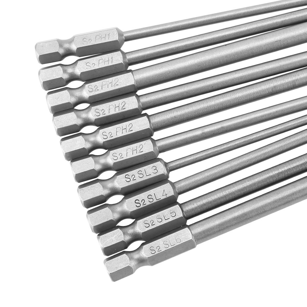10-Piece Steel Cross Head Drill Bit Set with 1/4-Inch Hex Shank - Compatible with Electric Screwdrivers, Hand Screwdrivers & Power Drills - Perfect for DIY Projects, Home Repairs & Professional Construction Work