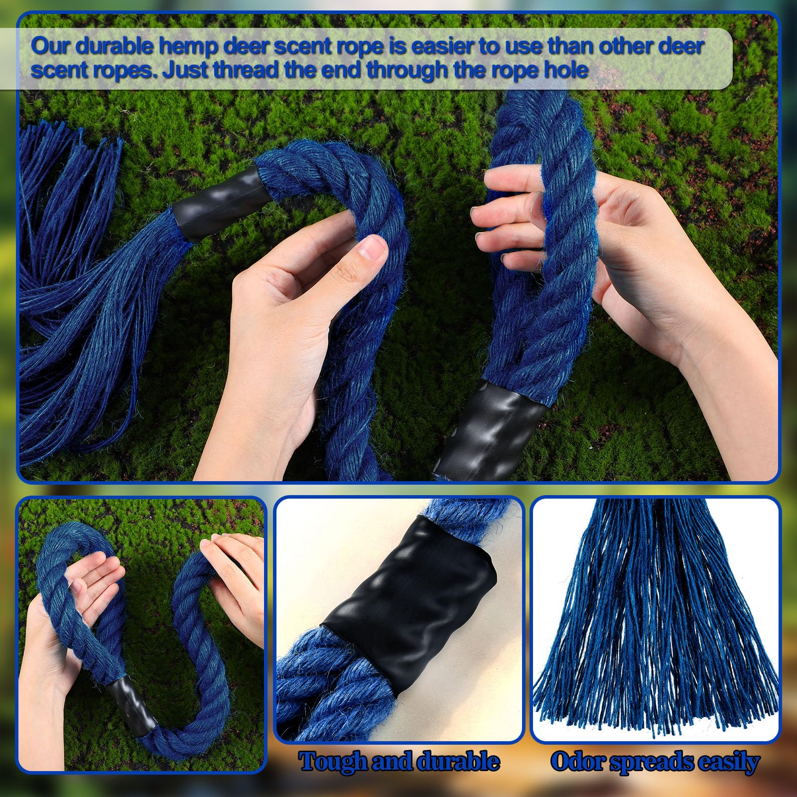 2 Pack 30 Inch Hemp Scent Rope for Deer Hunting - Natural Deer Attractant Scrape Rope, Durable Hemp Hunting Accessories for Deer Scents (Perfect for Tree Hanging & Trail Marking)