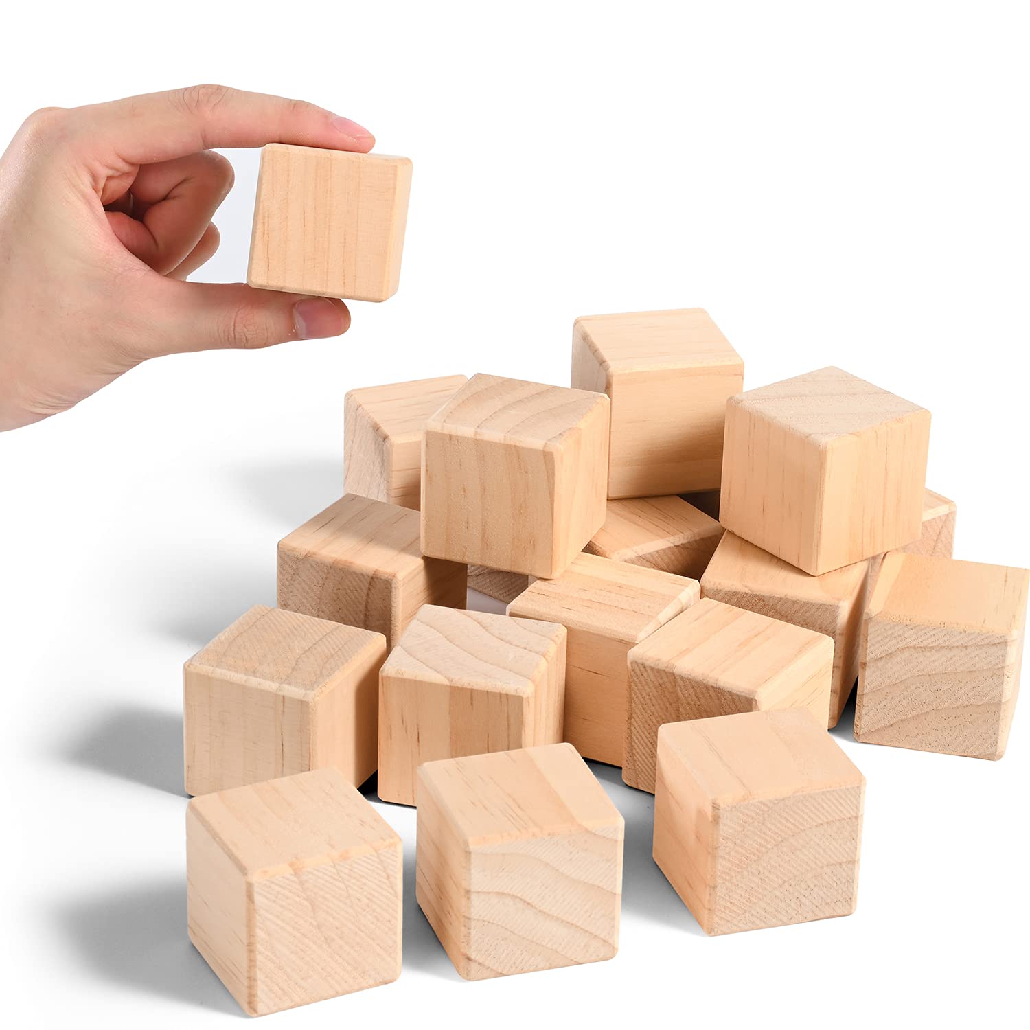1.5 Inch Natural Wooden Cubes - 10PCS Unfinished Square Blocks with Rounded Corners for DIY Crafts, Alphabet Learning, Number Games & Puzzle Making - Perfect for Kids' Educational Toys, Home Decor & Woodworking Projects