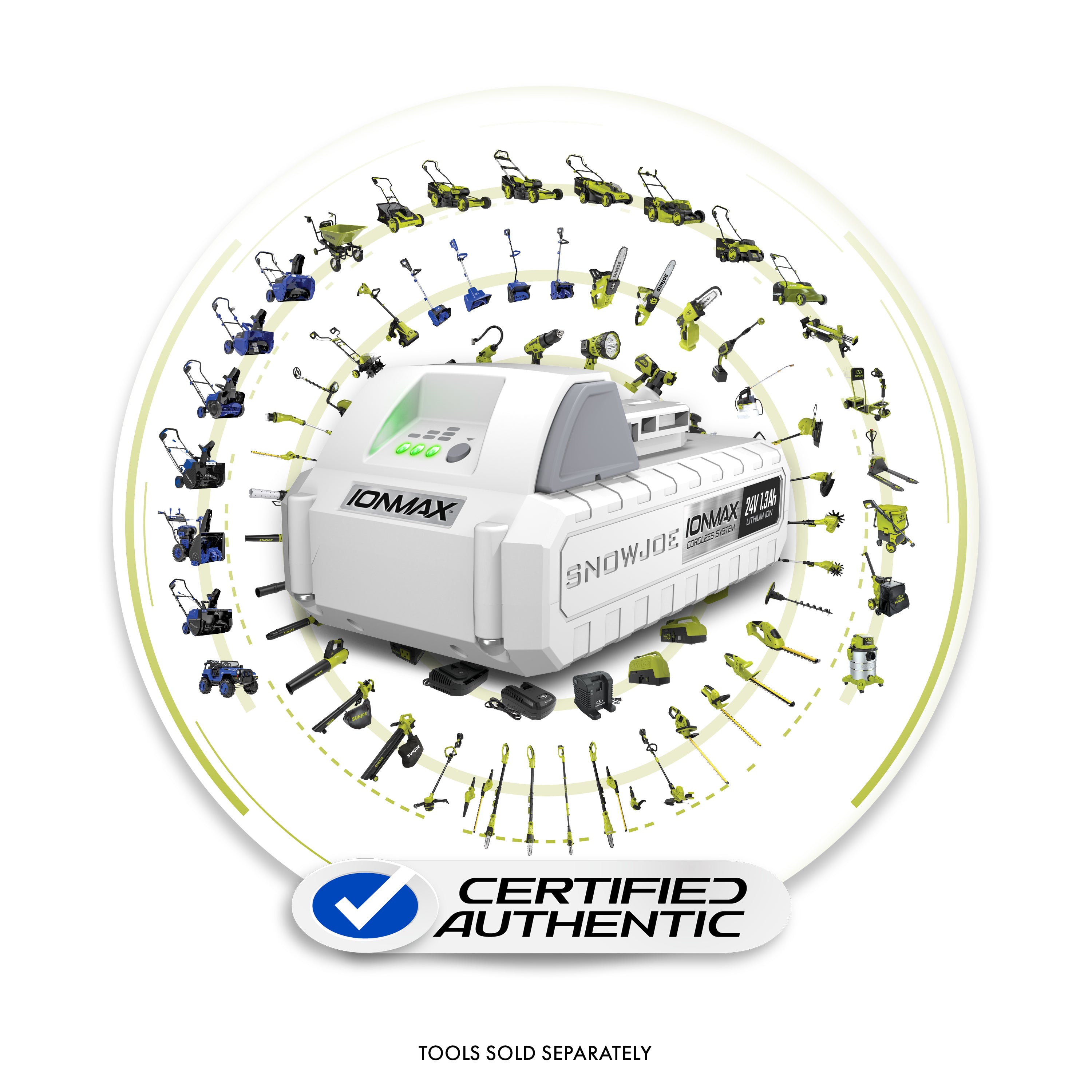 Snow Joe 24VBAT LTW Certified IONMAX 24V 1.3Ah Lithium-Ion Battery - Compatible with Sun Joe, Auto Joe, Snow Joe & Power Joe Tools | BMS Protection | 3-Stage LED Indicator - Perfect for Lawn Care, Snow Removal & Power Tools