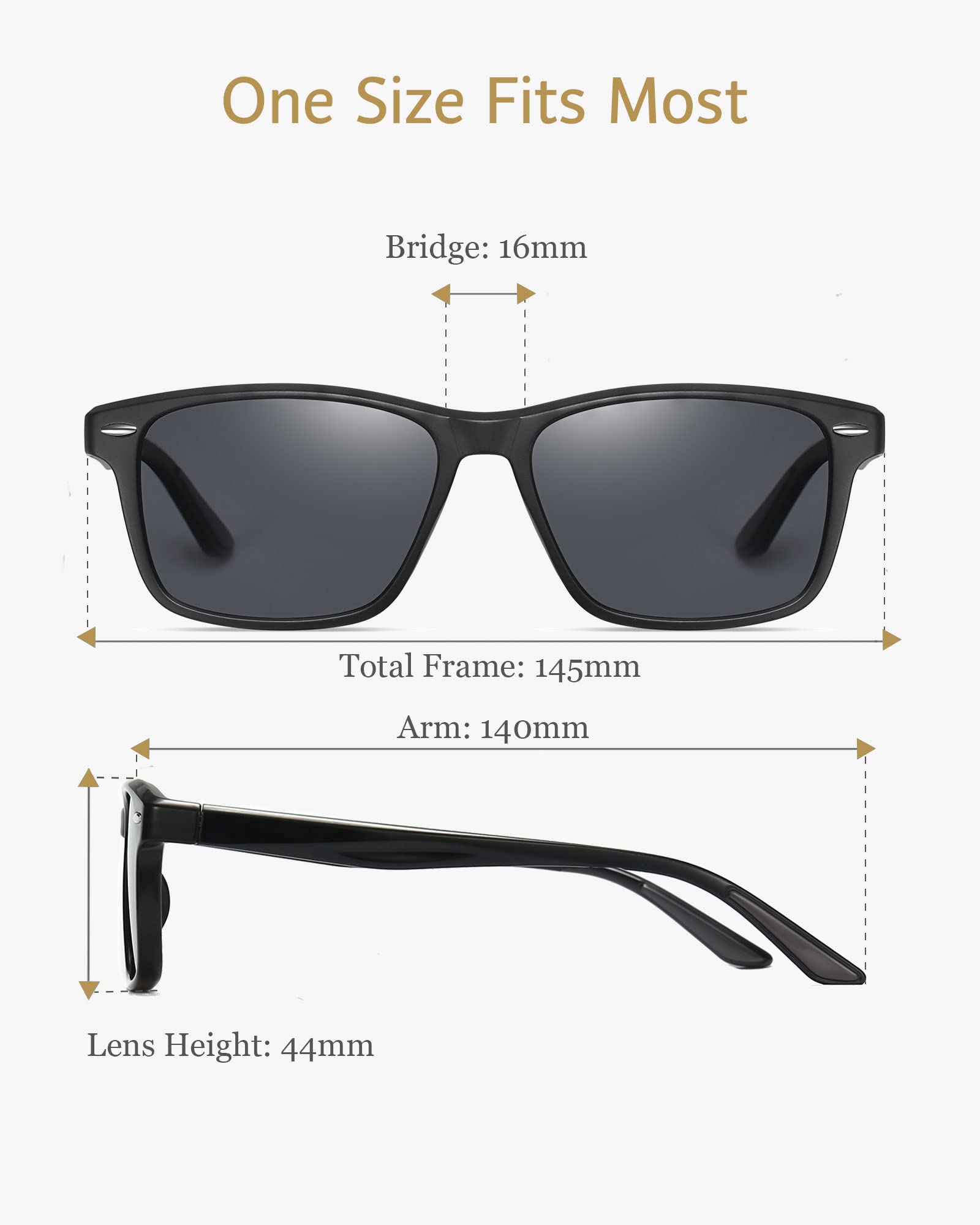 ANRRI Gradient Polarized Sunglasses for Men & Women - Retro Square UV Protection Sun Glasses with Spring Hinges - Perfect for Driving, Beach & Outdoor Activities