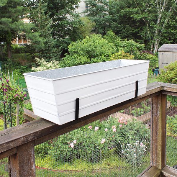Decorative Flower Box with Sturdy Railing Brackets - Perfect for Balcony, Deck, and Window Garden Decor