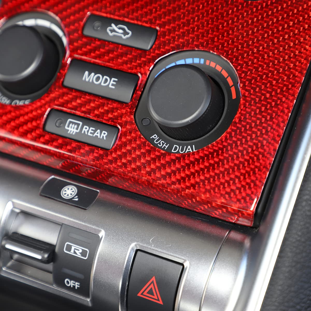 Carbon Fiber Center Control Volume Panel Decorative Patch for 2008-2016 Nissan GT-R R35 - Red Interior Accessory | Perfect for Car Enthusiasts & Custom Upgrades