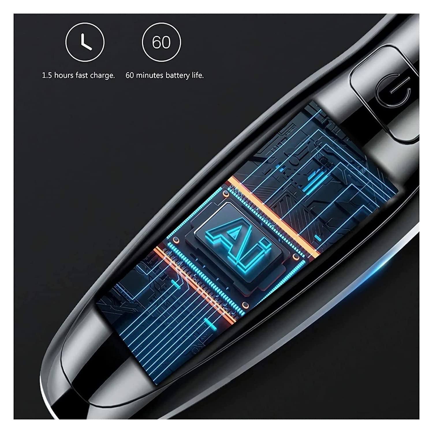 5D Rotary Electric Razor for Men - 3-in-1 Waterproof Shaver with Metal Body, IPX7 Wet/Dry Beard Trimmer - Perfect for Travel, Gym & Daily Grooming