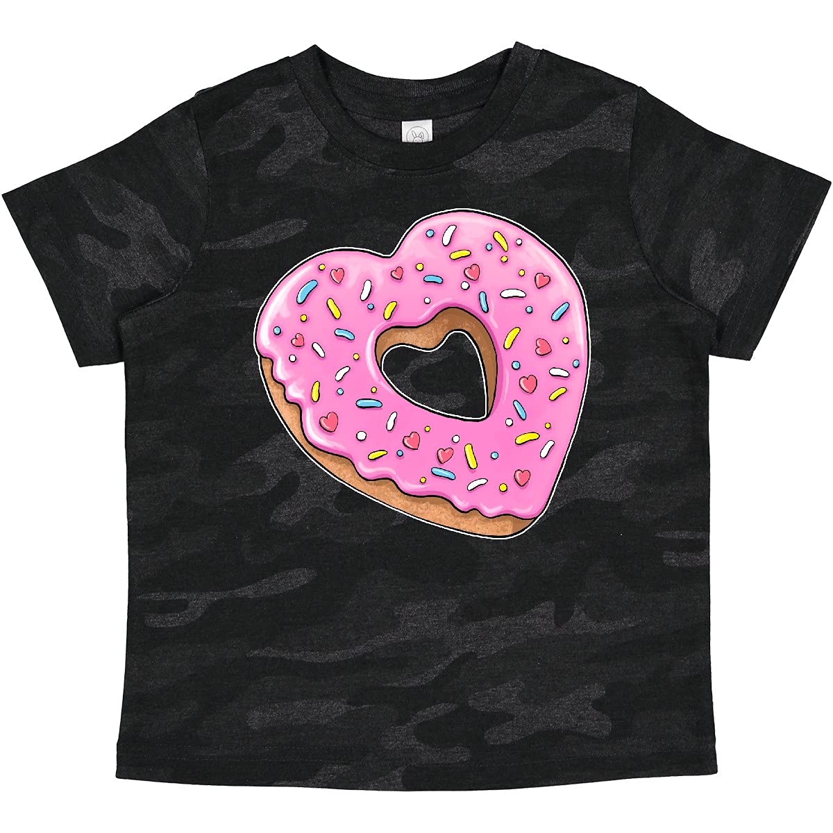 Inktastic Heart Shaped Donut with Pink Icing & Sprinkles Baby T-Shirt - Cute Toddler Outfit for Birthday, Valentine's Day & Family Photos