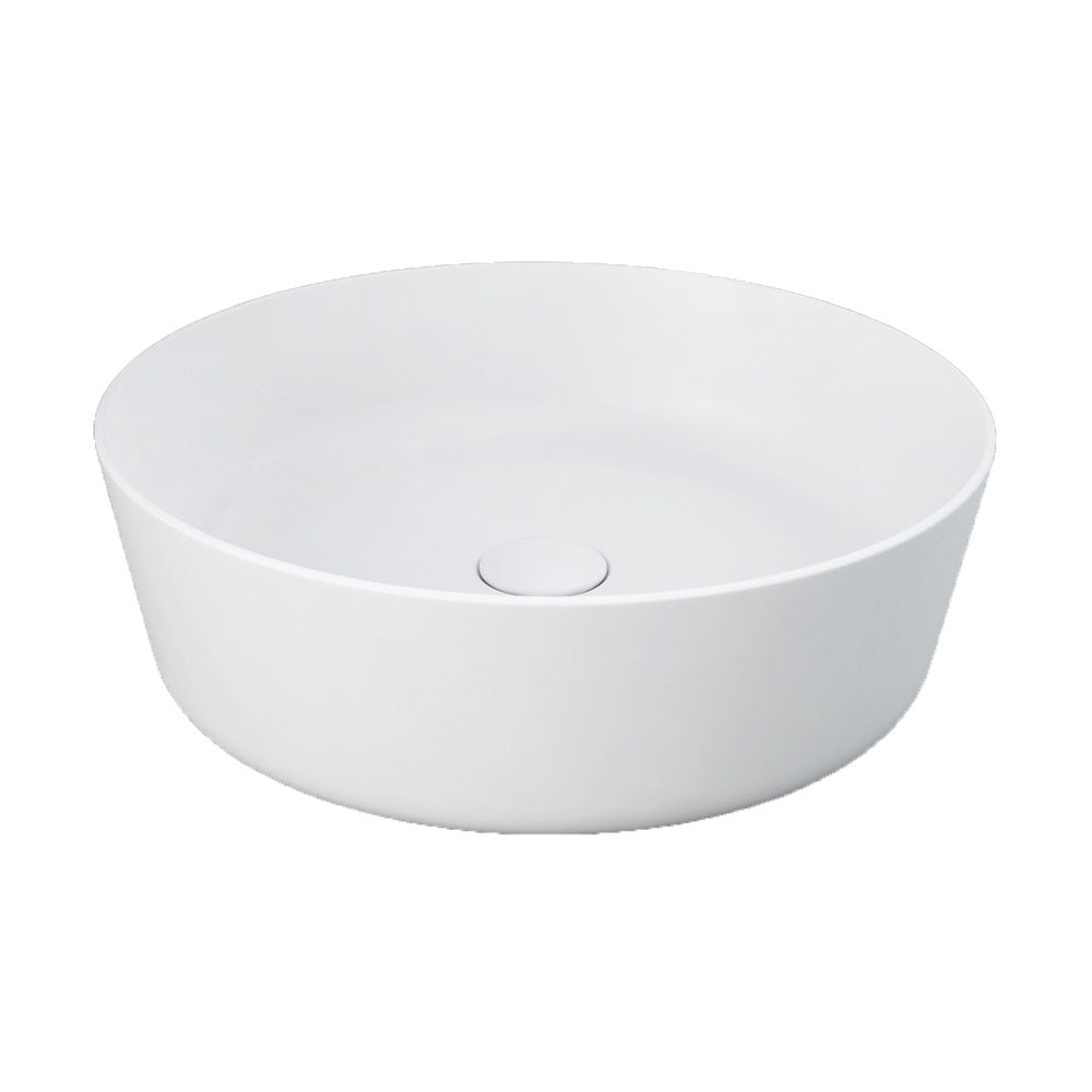 Fienza 606000W White Round Above Counter RAK Basin - Modern Moon Design for Bathroom Sink, Kitchen Prep, or Laundry Room Utility
