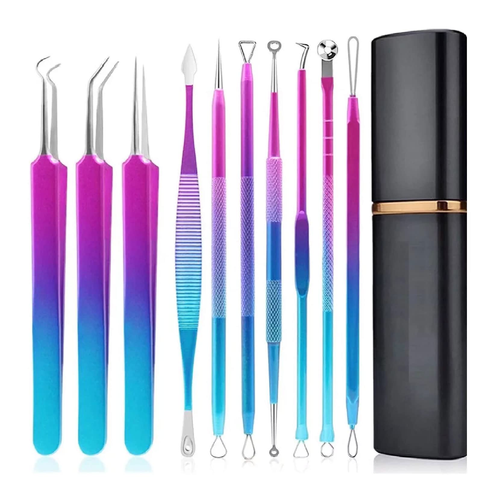 Rehomy 10-Piece Stainless Steel Blackhead Remover Kit - Professional Acne Extractor Tools for Nose, Face & Forehead - Perfect for Home Skincare & Spa Treatments