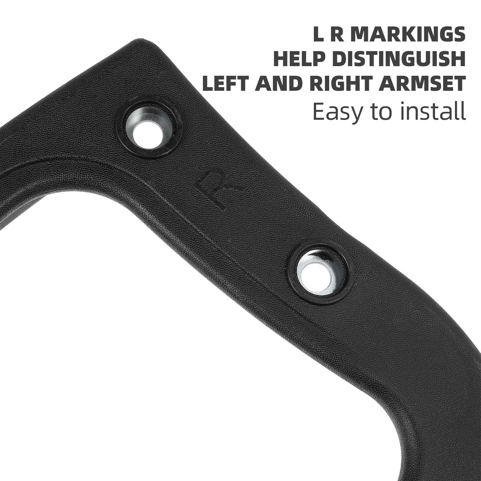 2-Pack Black Plastic Ring Arm Replacement Parts for Office Chairs & Wheelchairs - Durable Armrest Accessories for Desk Chairs, Ergonomic Support for Home & Office Use