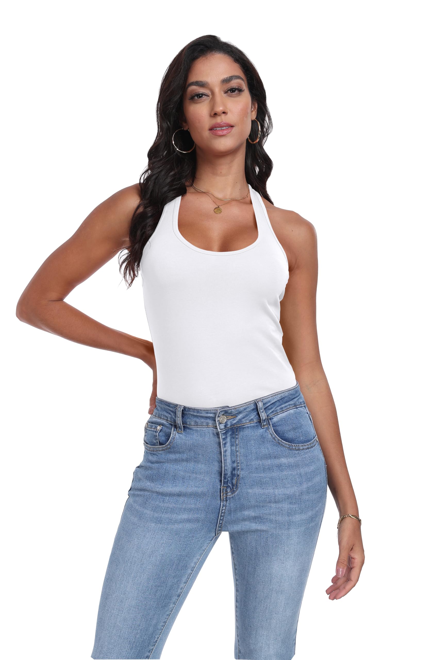 Women's Racerback Tank Tops - 3 Pack Cotton Long Camisoles for Gym, Workout & Yoga | Breathable Undershirts for Sports, Running & Summer Wear