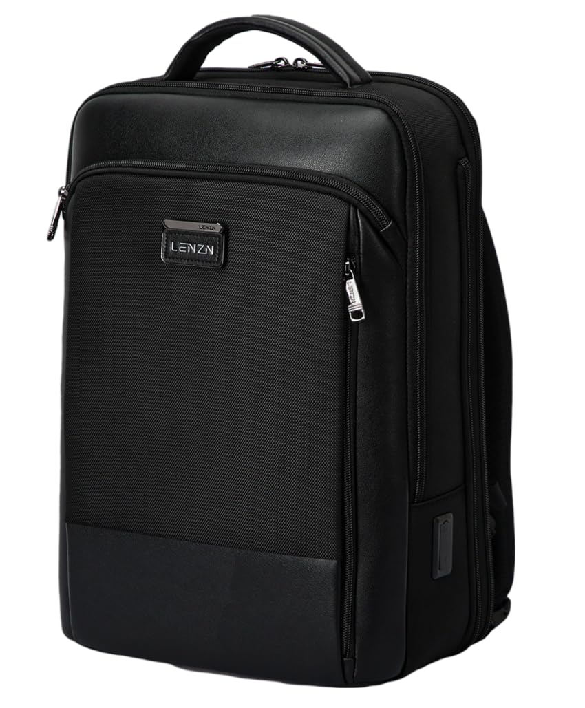 Laptop Business Backpack for Men & Women - Durable Nylon Work Backpack with USB Charging Port, Anti-Theft Pocket, Multiple Compartments, Fits 15.6 Inch Laptop - Ideal for Office, Travel, and Daily Commute