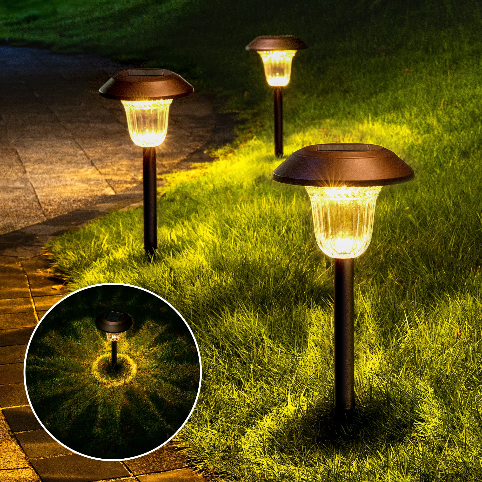 SOLPEX 4 Pack Solar Pathway Lights - High Lumen Waterproof Outdoor Solar Garden Lights with Warm White LED for Driveway, Walkway, Lawn & Landscape - Perfect for Patio, Backyard, Garden Decor & Night Safety Lighting
