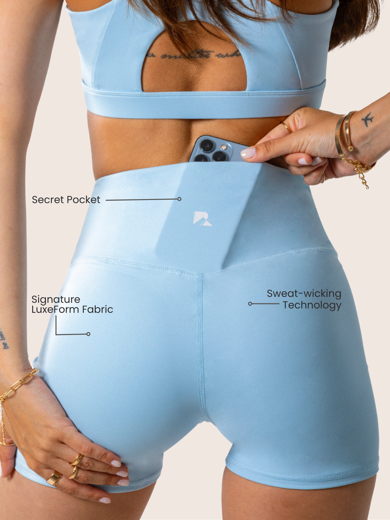 LuxeForm Sculpting Shorts for Women - High Waisted Tummy Control Shapewear Shorts in Baby Blue | Perfect for Workout, Yoga & Everyday Wear