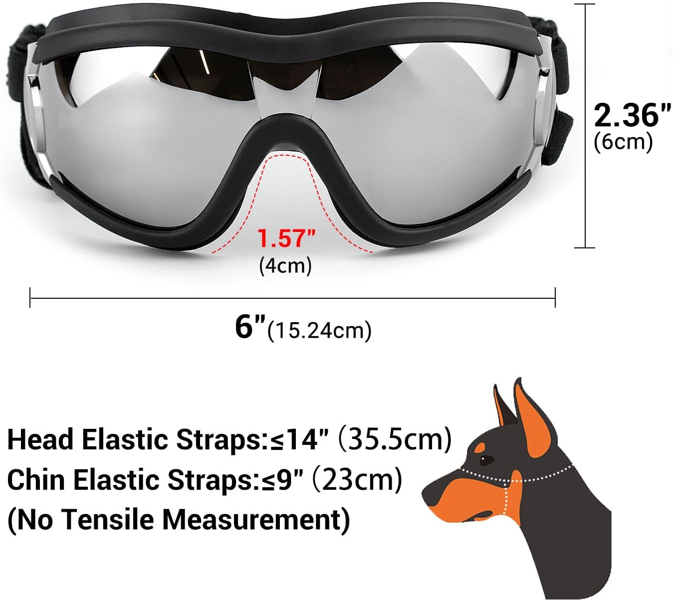 Doggles Windproof Goggles for Medium & Large Dogs - UV Protection Dog Sunglasses for Hiking, Running & Motorcycle Riding Pet Accessories